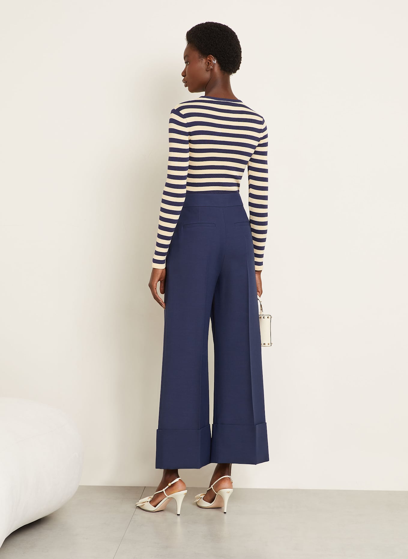 VALENTINO Sweter: BEŻOWY / GRANATOWY