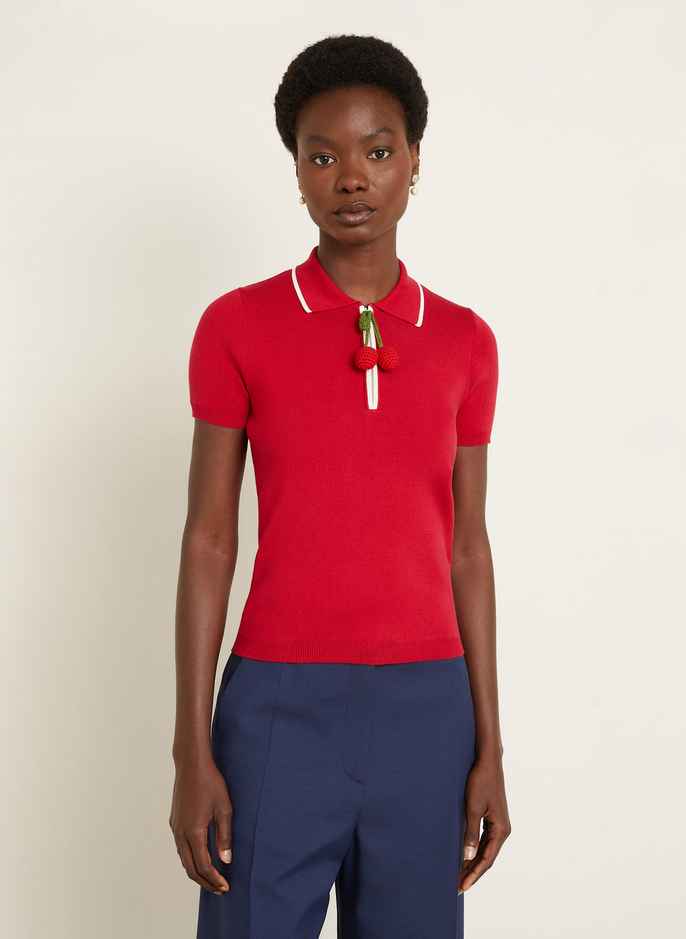 VALENTINO Knitted polo shirt in red