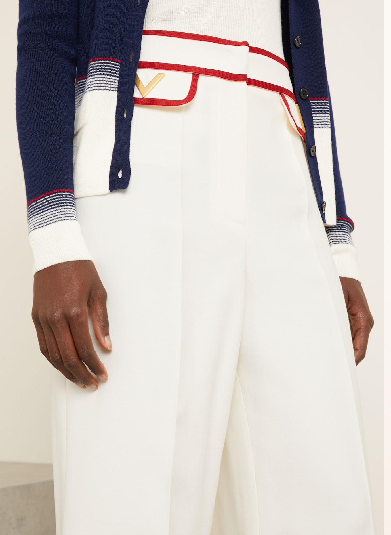 VALENTINO Marlenehose mit Seide: WEISS