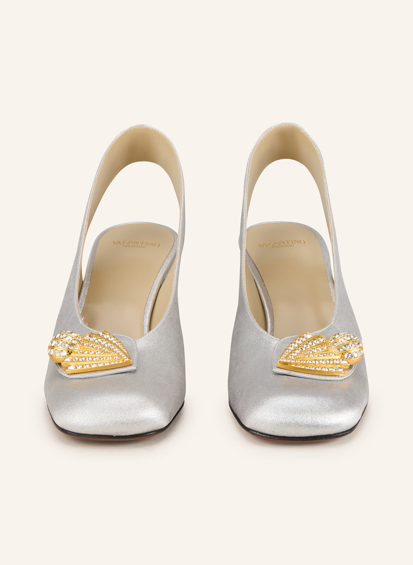 VALENTINO GARAVANI Slingpumps ADAMANTINE mit Schmucksteinen: SILBER