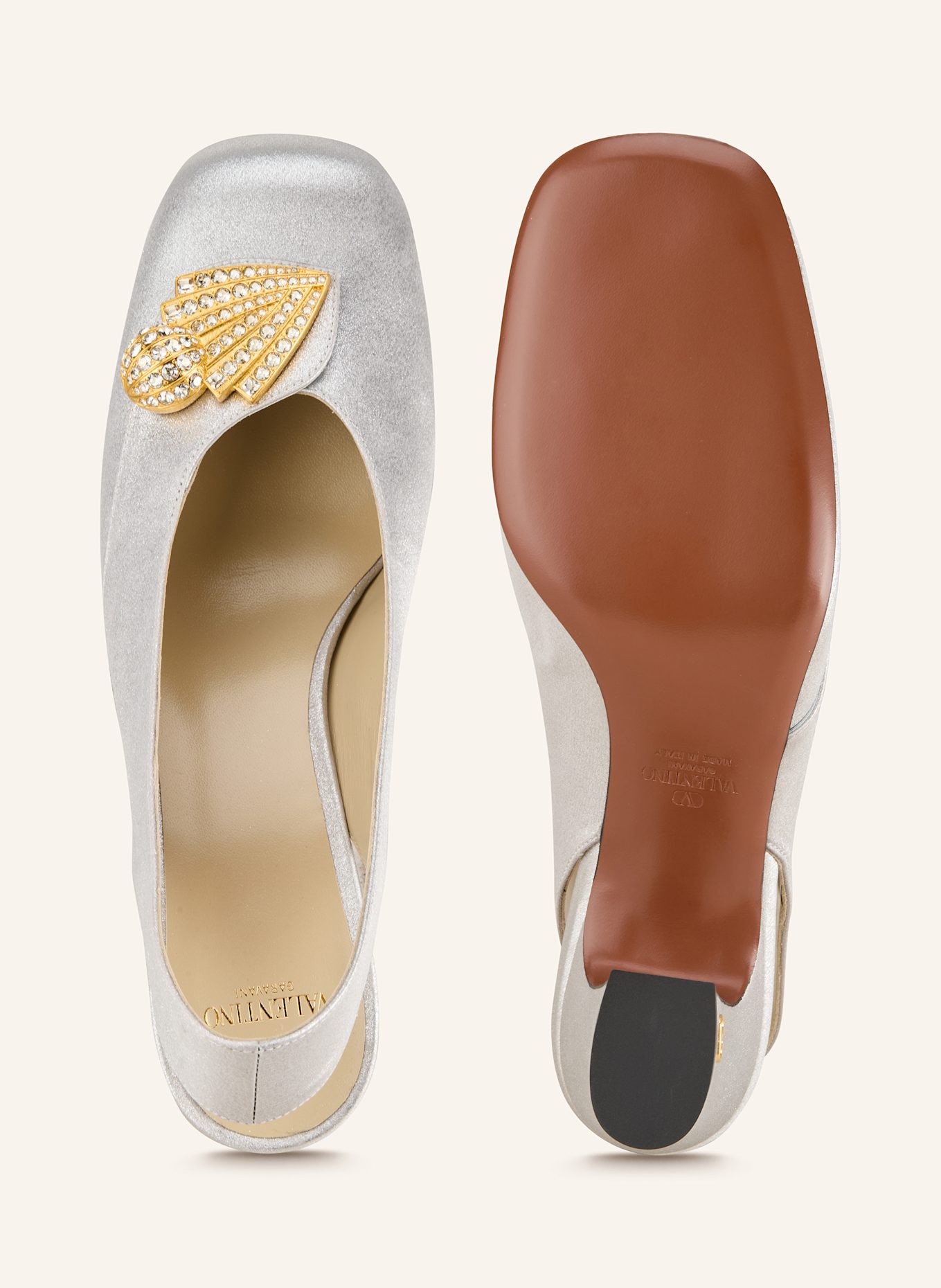 VALENTINO GARAVANI Slingpumps ADAMANTINE mit Schmucksteinen: SILBER