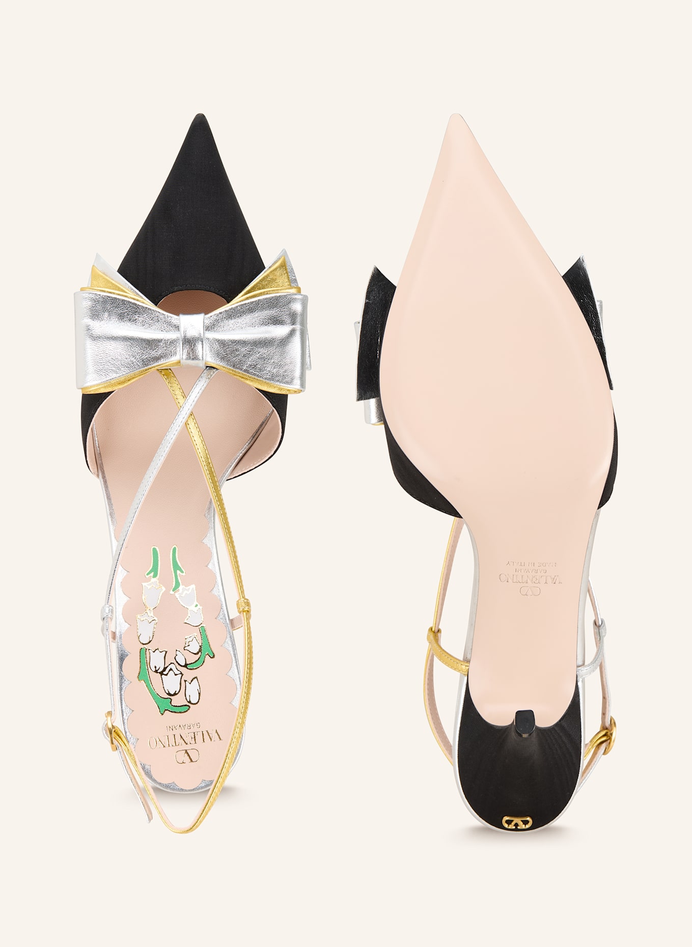 VALENTINO GARAVANI Slingpumps BOWOW: SCHWARZ/ SILBER/ GOLD