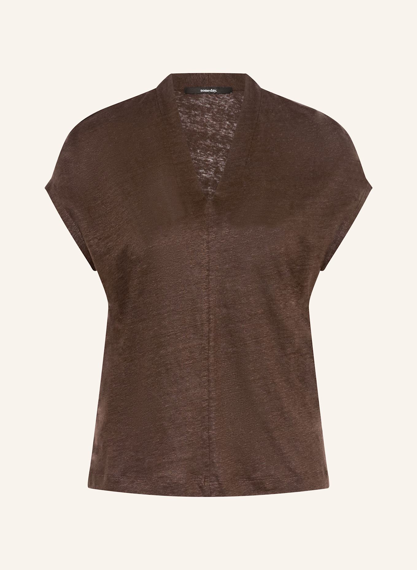 someday T-Shirt KUINN aus Leinen: DUNKELBRAUN