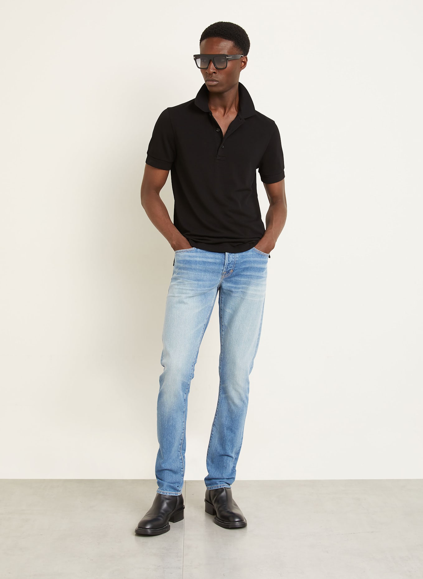 TOM FORD Koszulka polo z piki: CZARNY