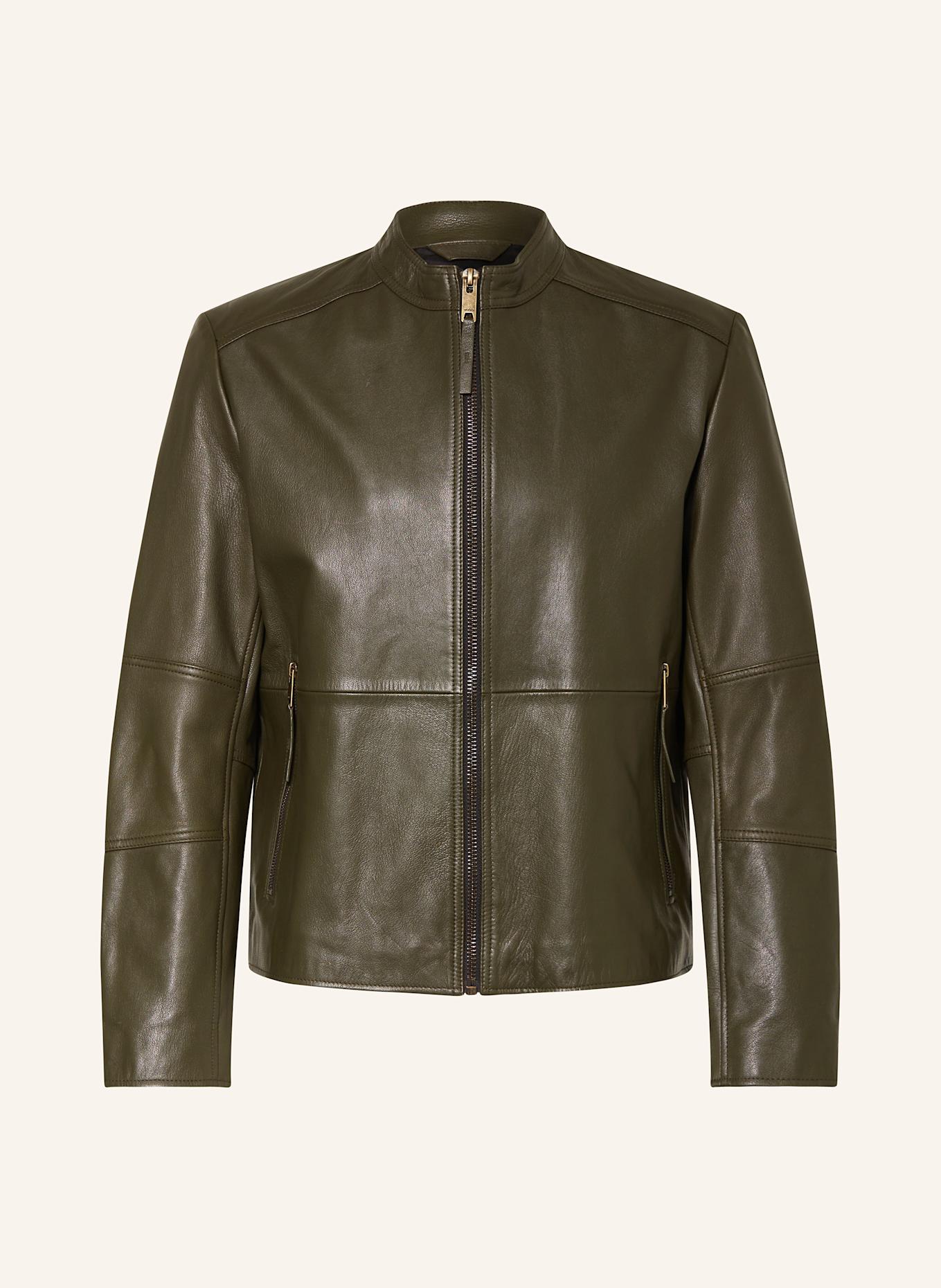 HUGO Lederjacke LOKIS: DUNKELGRÜN