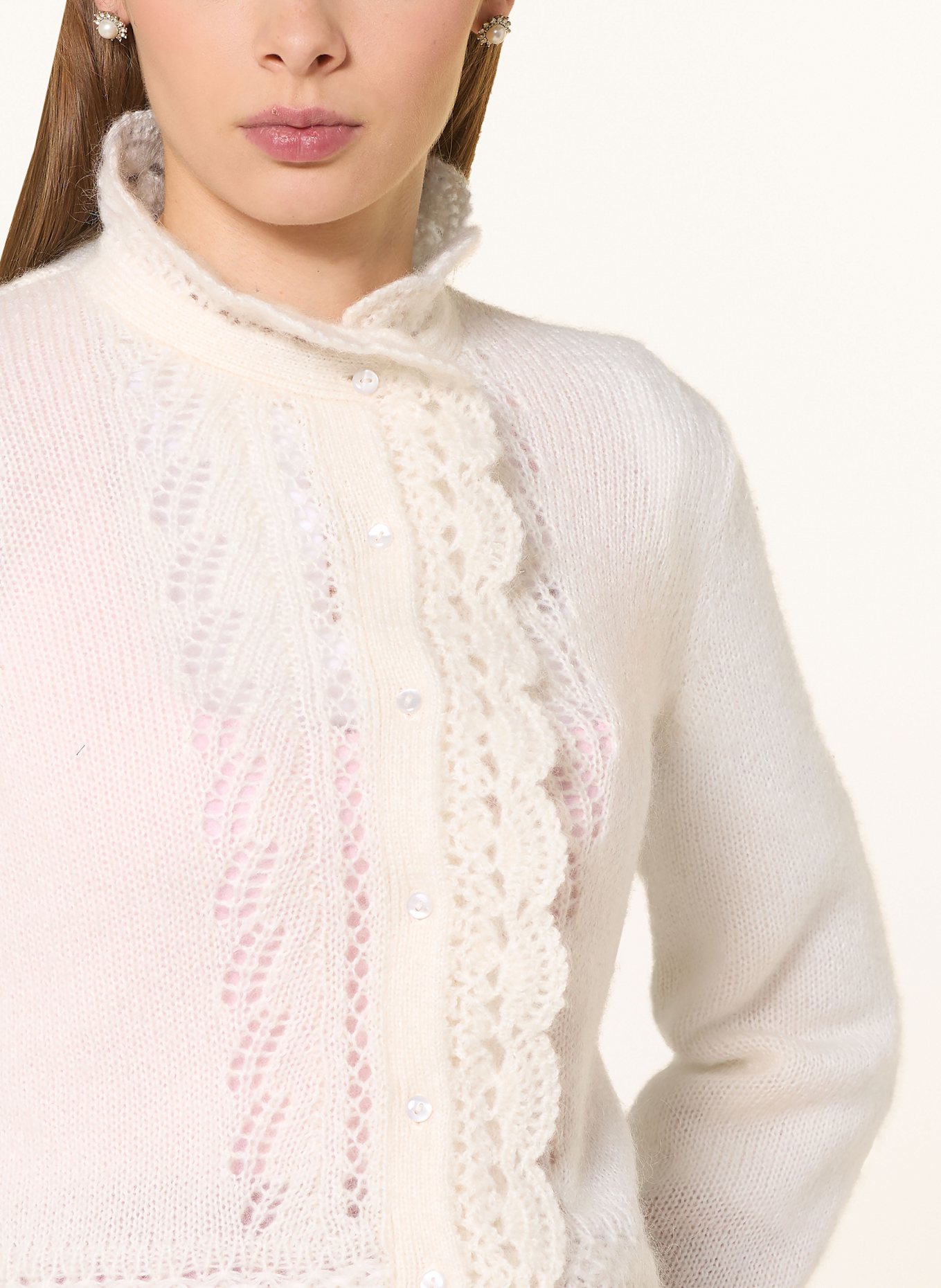 Johann & Johanna Knitted jacket with mohair: ECRU