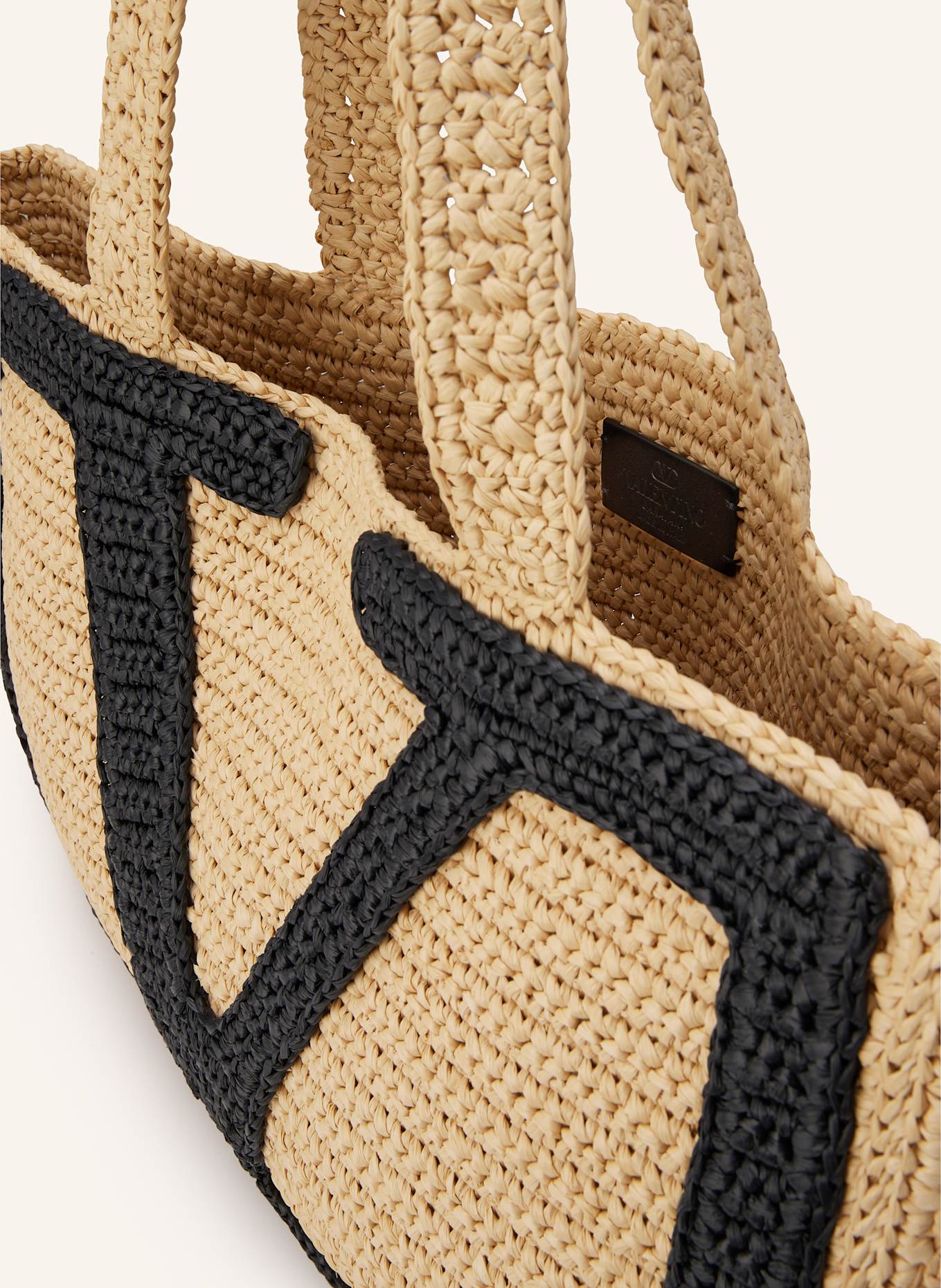 VALENTINO GARAVANI Shopper VIVA SUPERSTAR CROCHET: BEIGE/ SCHWARZ