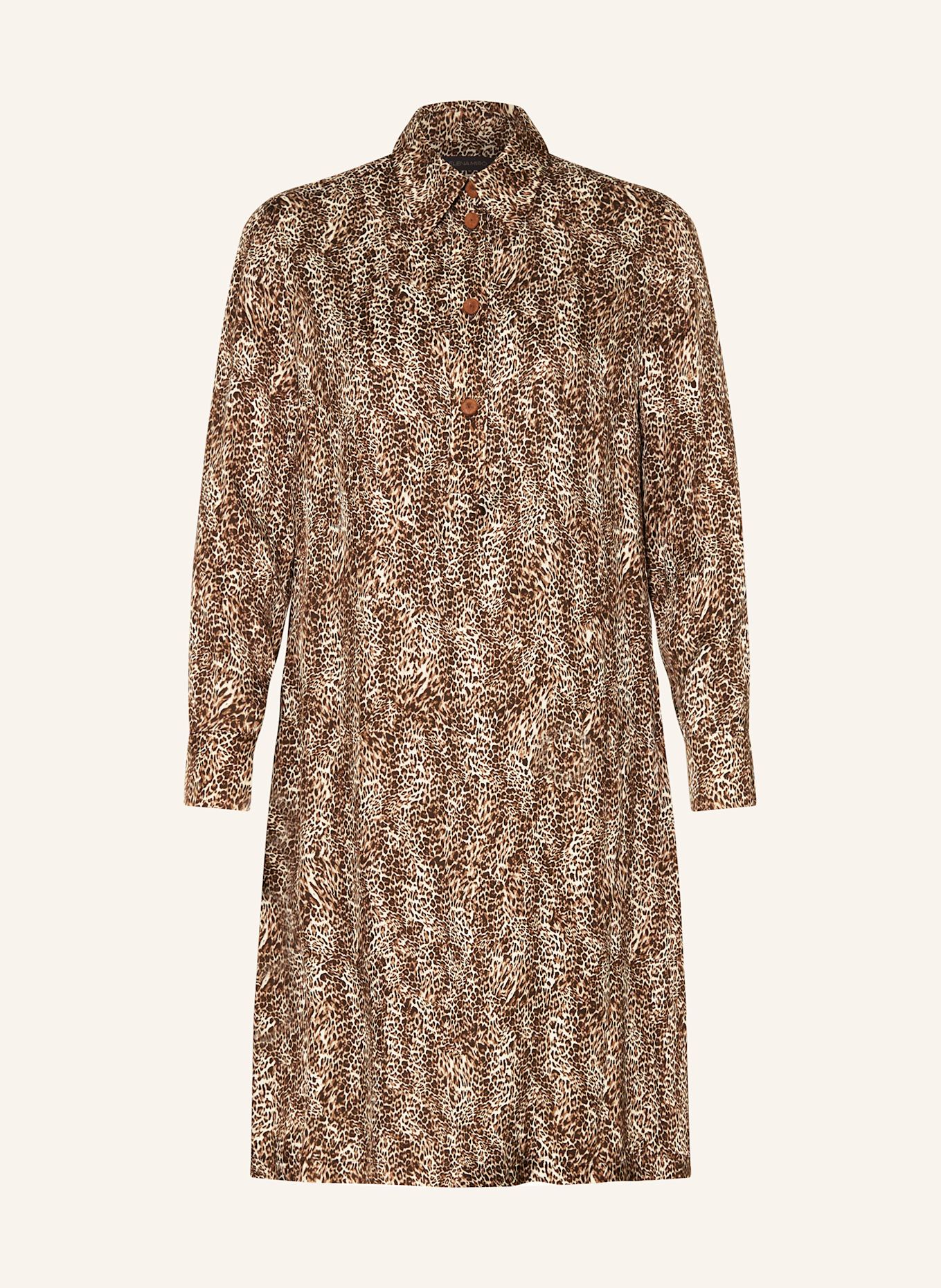 ELENA MIRO Hemdblusenkleid aus Satin: BRAUN / SCHWARZ / ECRU