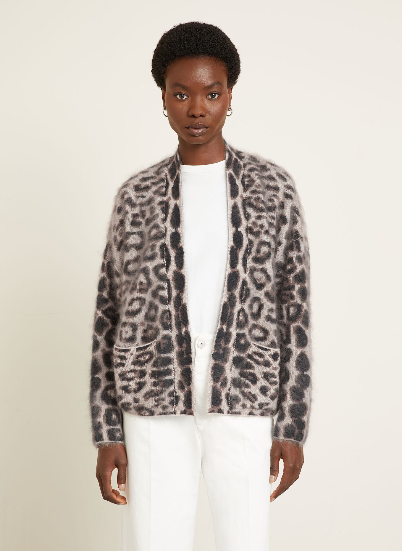 IRIS von ARNIM Strickhülle CECYLIA aus Cashmere: HELLGRAU / SCHWARZ / BRAUN