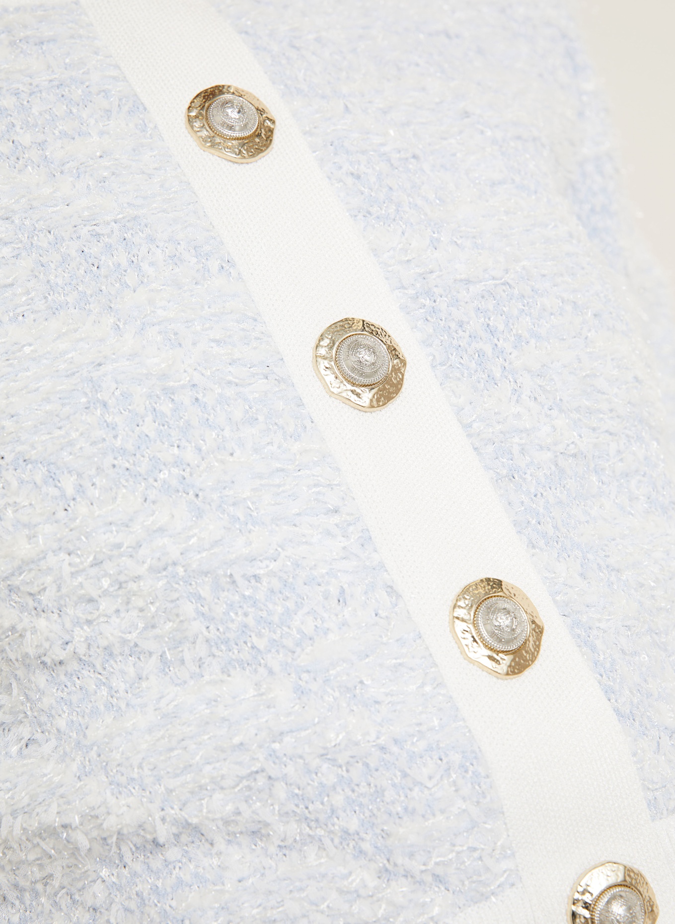 BALMAIN Strickjacke: WEISS / HELLBLAU