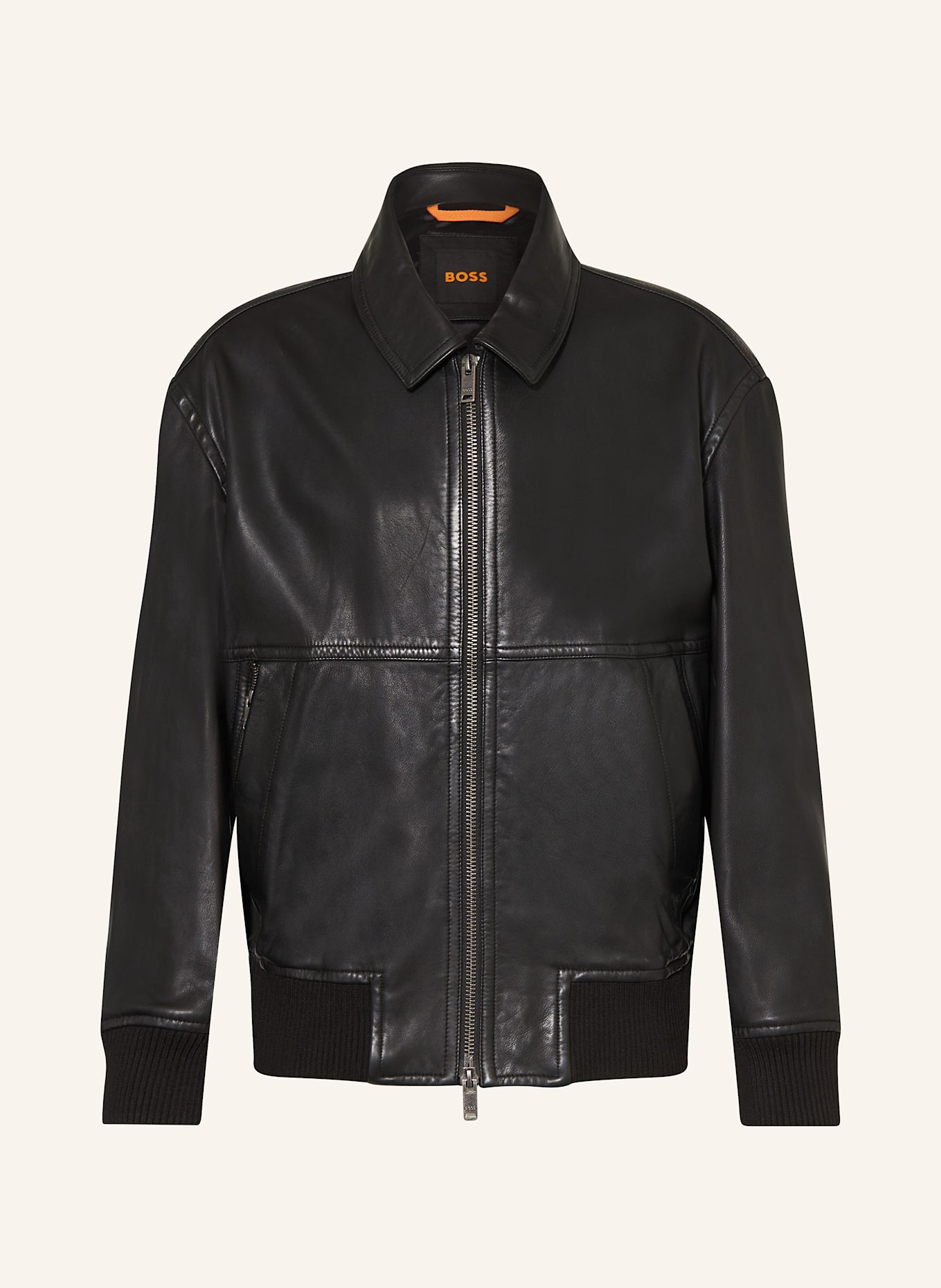 BOSS Lederjacke JOBERG: SCHWARZ