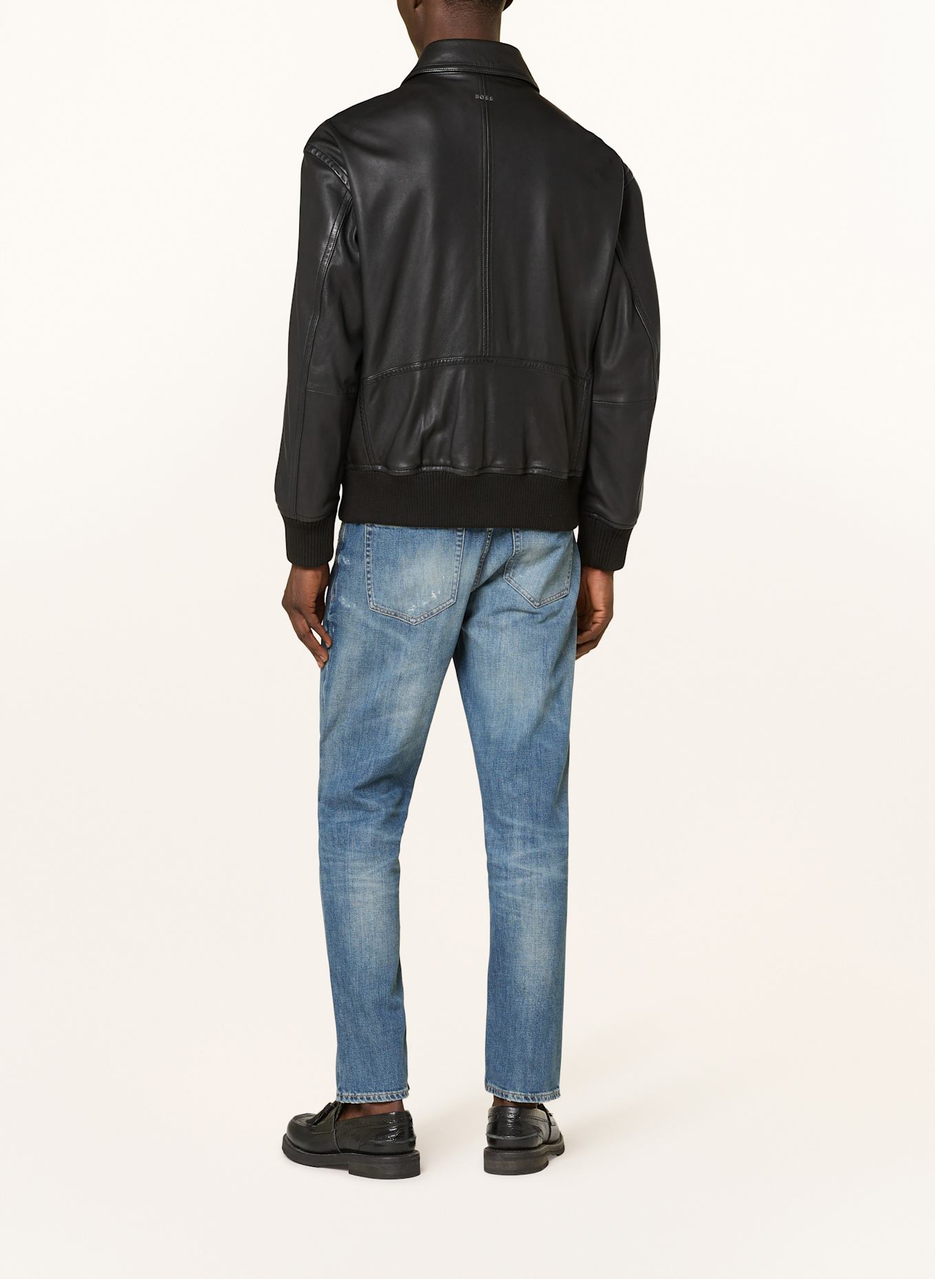 BOSS Lederjacke JOBERG: SCHWARZ