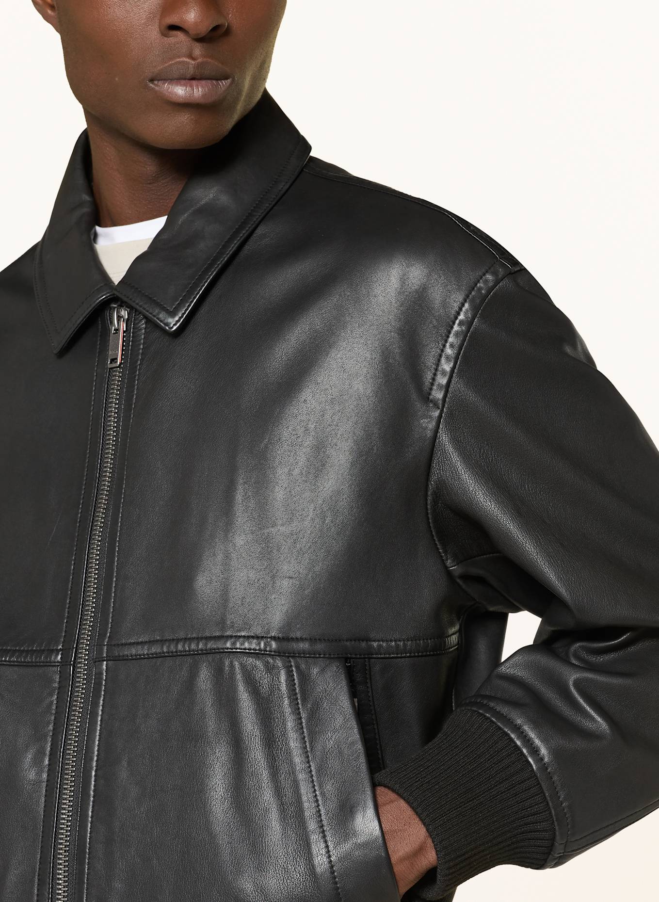 BOSS Lederjacke JOBERG: SCHWARZ
