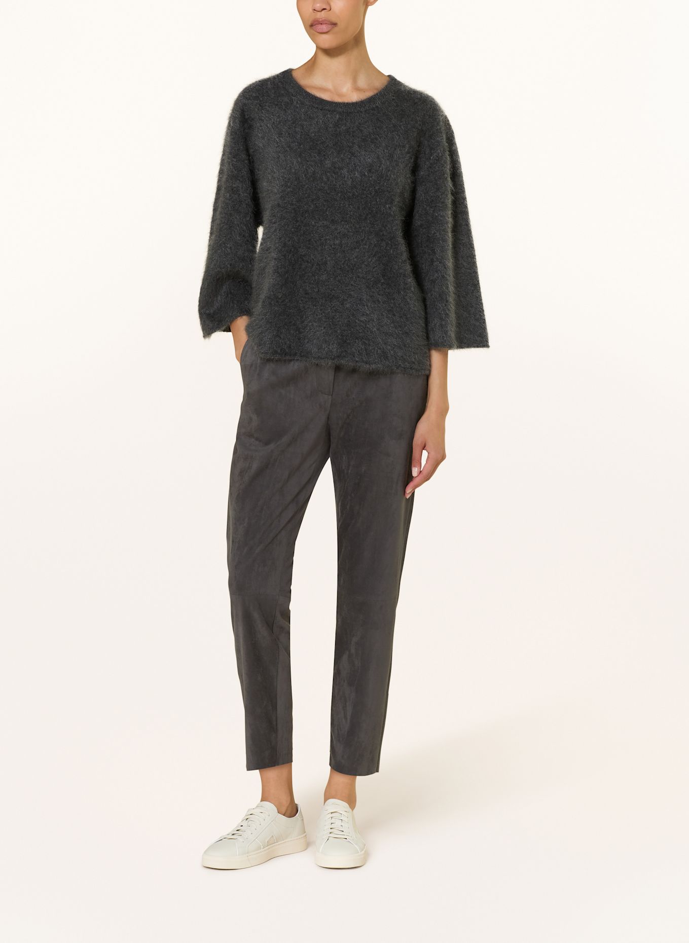 Juvia Cashmere-Pullover AMYIE mit 3/4-Arm: DUNKELGRAU