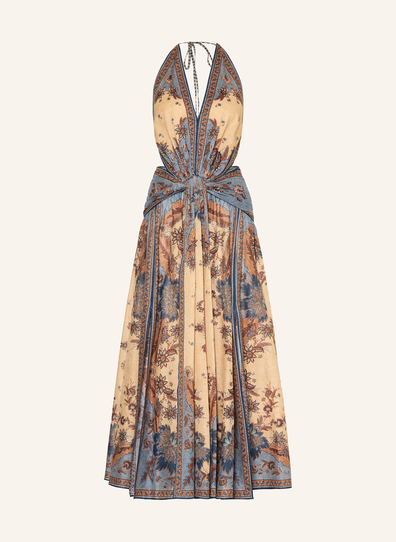 ZIMMERMANN Kleid ASCENSION: BLAU / DUNKELBLAU / BRAUN