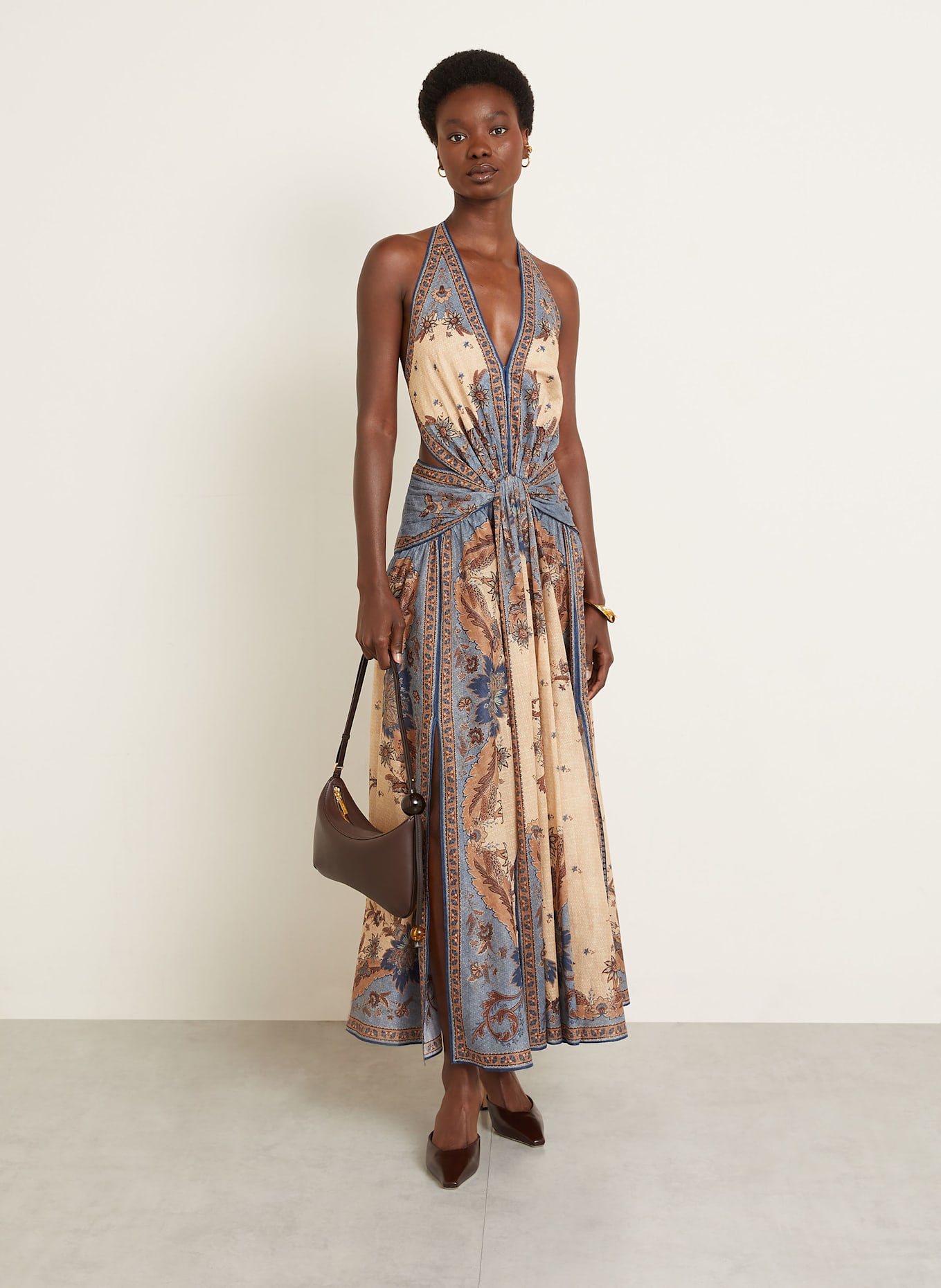 ZIMMERMANN Kleid ASCENSION: BLAU / DUNKELBLAU / BRAUN