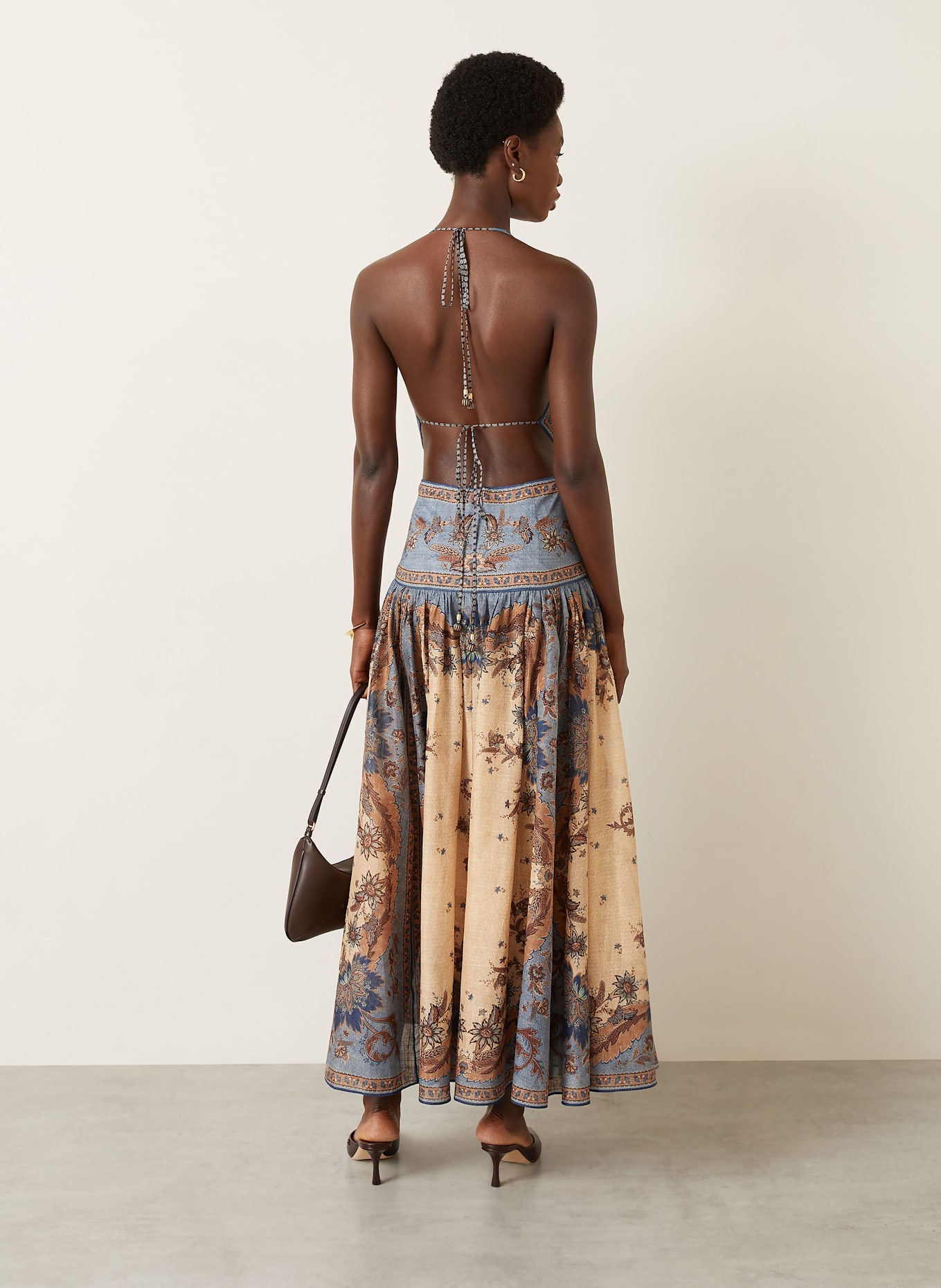 ZIMMERMANN Kleid ASCENSION: BLAU / DUNKELBLAU / BRAUN