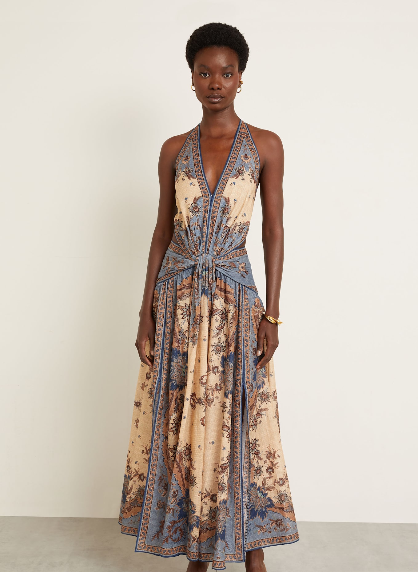 ZIMMERMANN Kleid ASCENSION: BLAU / DUNKELBLAU / BRAUN