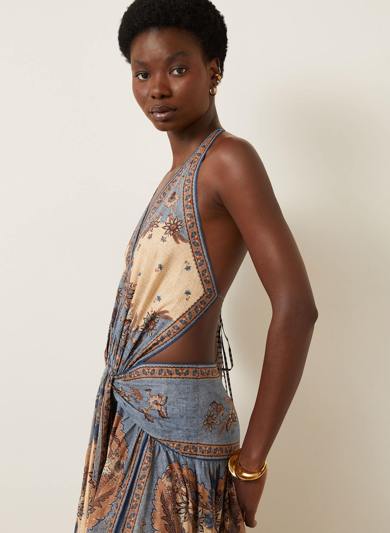 ZIMMERMANN Kleid ASCENSION: BLAU / DUNKELBLAU / BRAUN