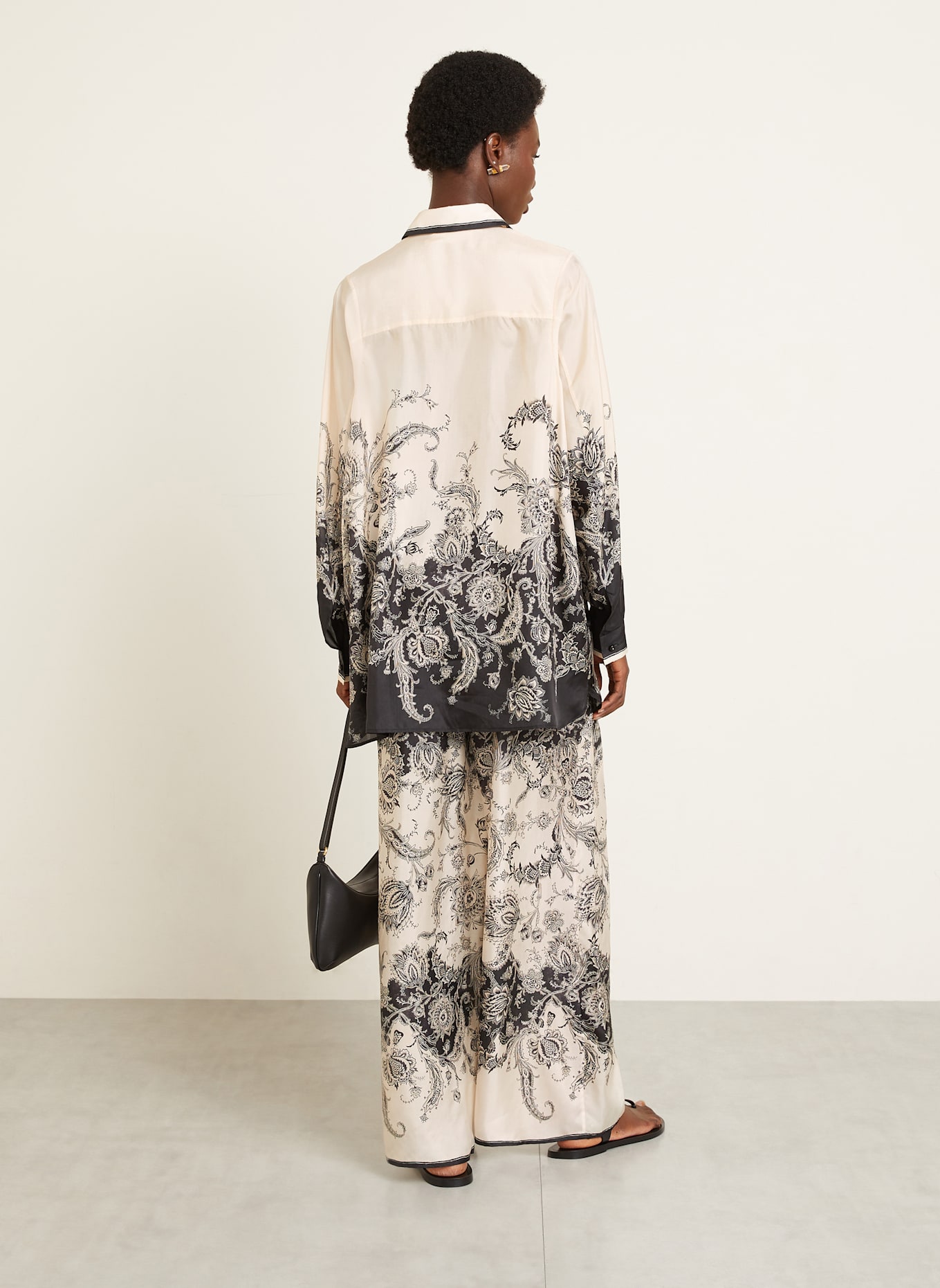 ZIMMERMANN Hemdbluse RHIANNON aus Seide: CREME / SCHWARZ