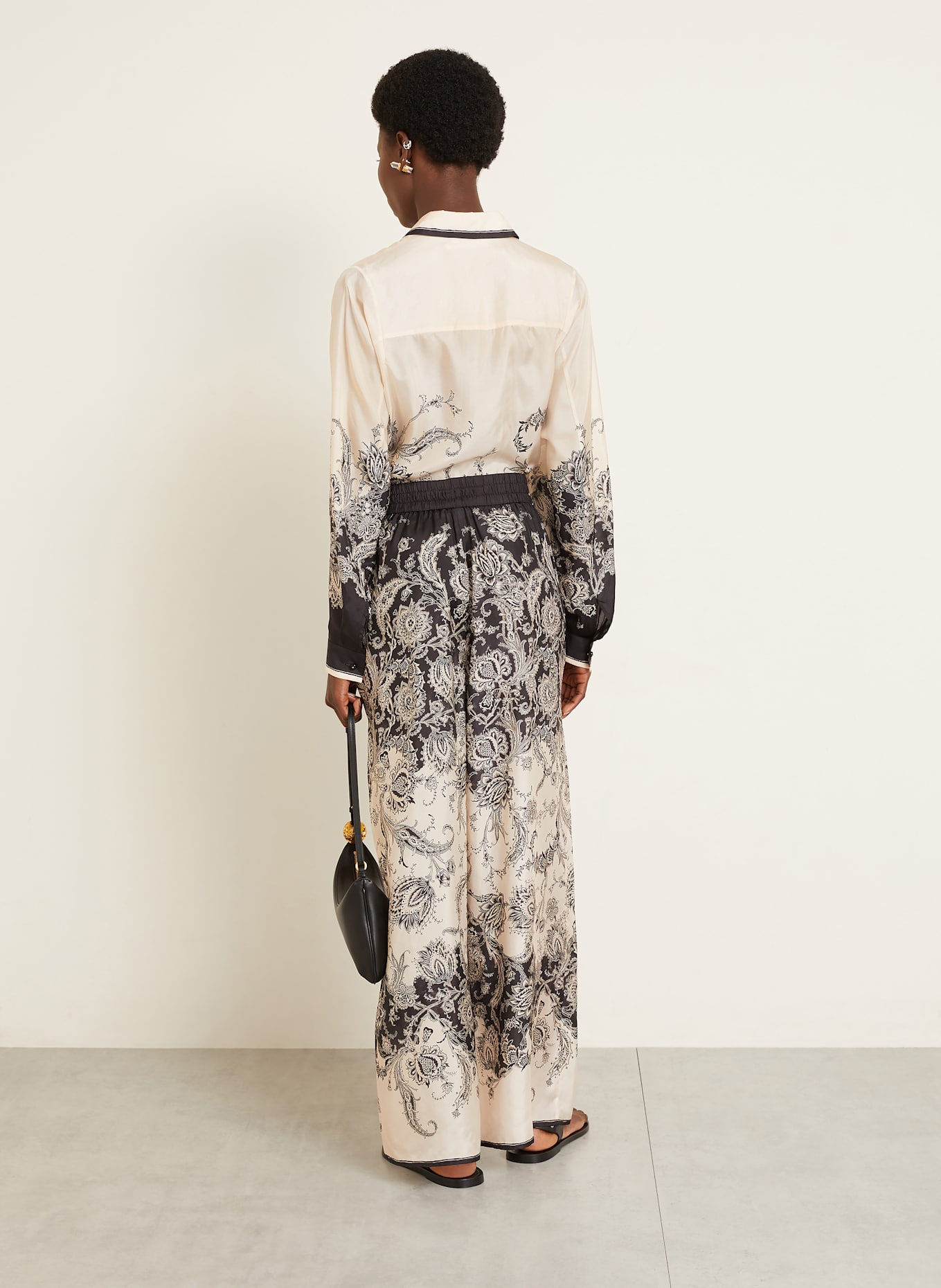 ZIMMERMANN Silk pants RHIANNON in ecru/ black