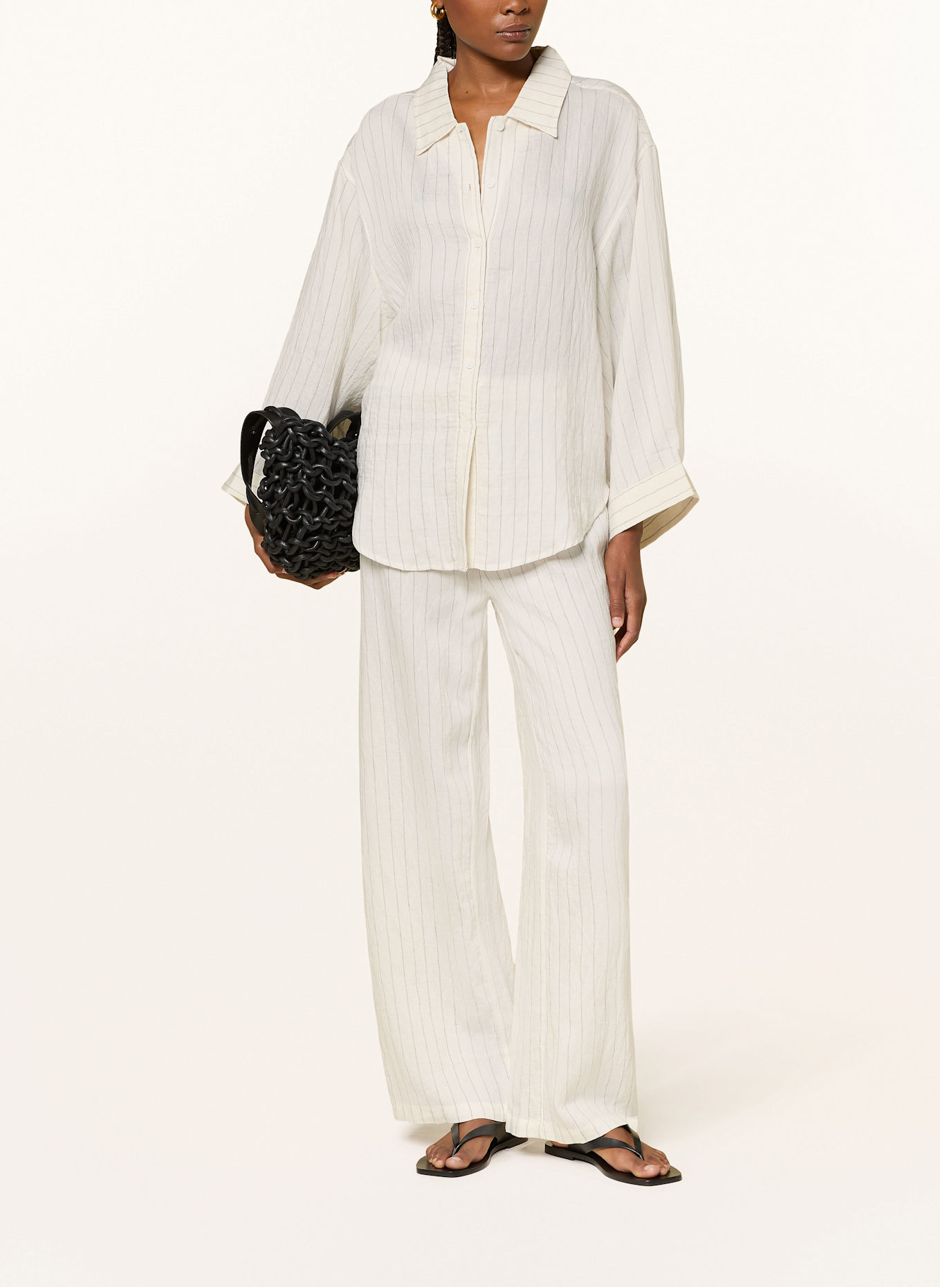 LEZU SONJA wide leg trousers: WHITE/ BLACK