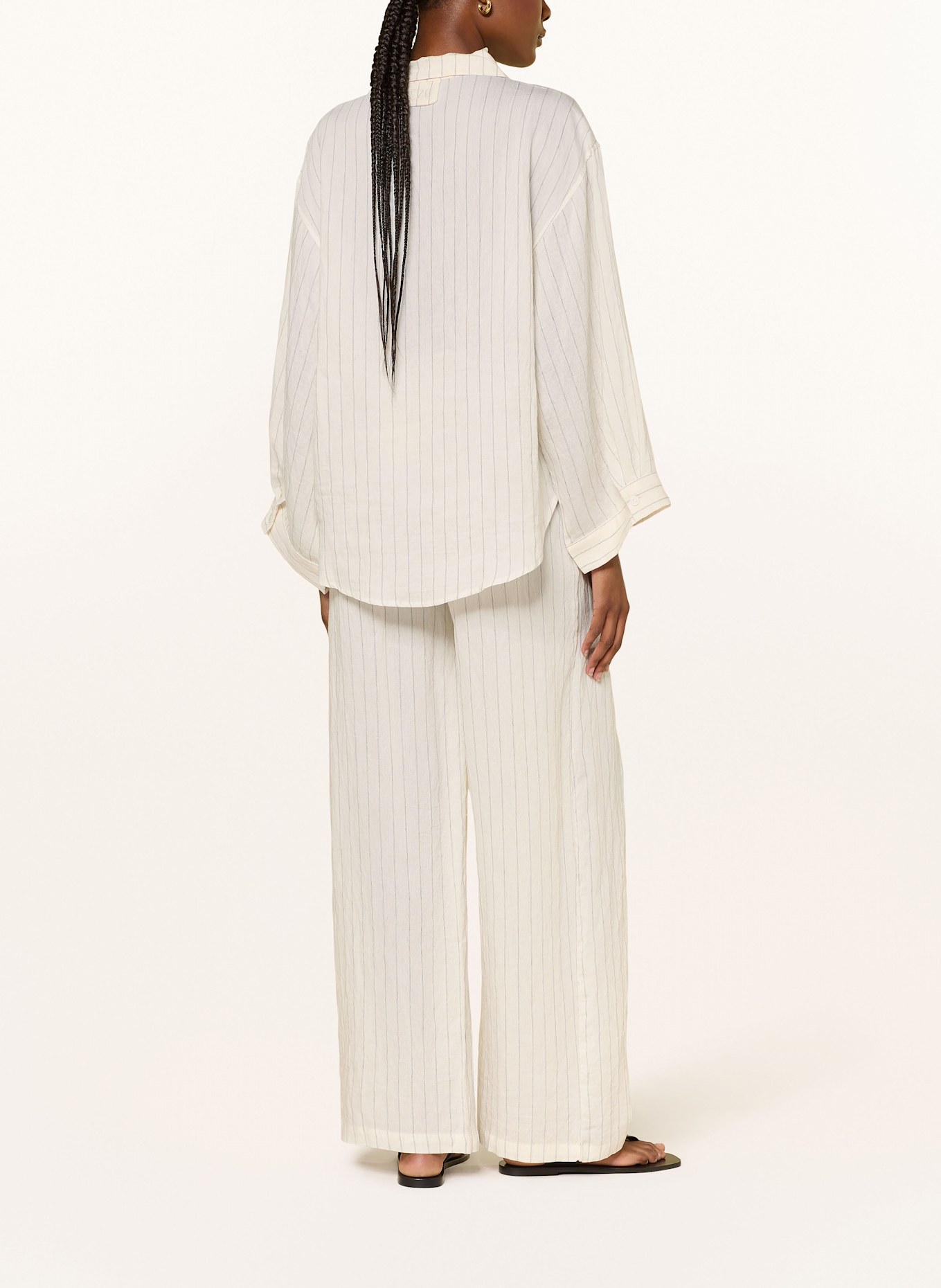LEZU SONJA wide leg trousers: WHITE/ BLACK