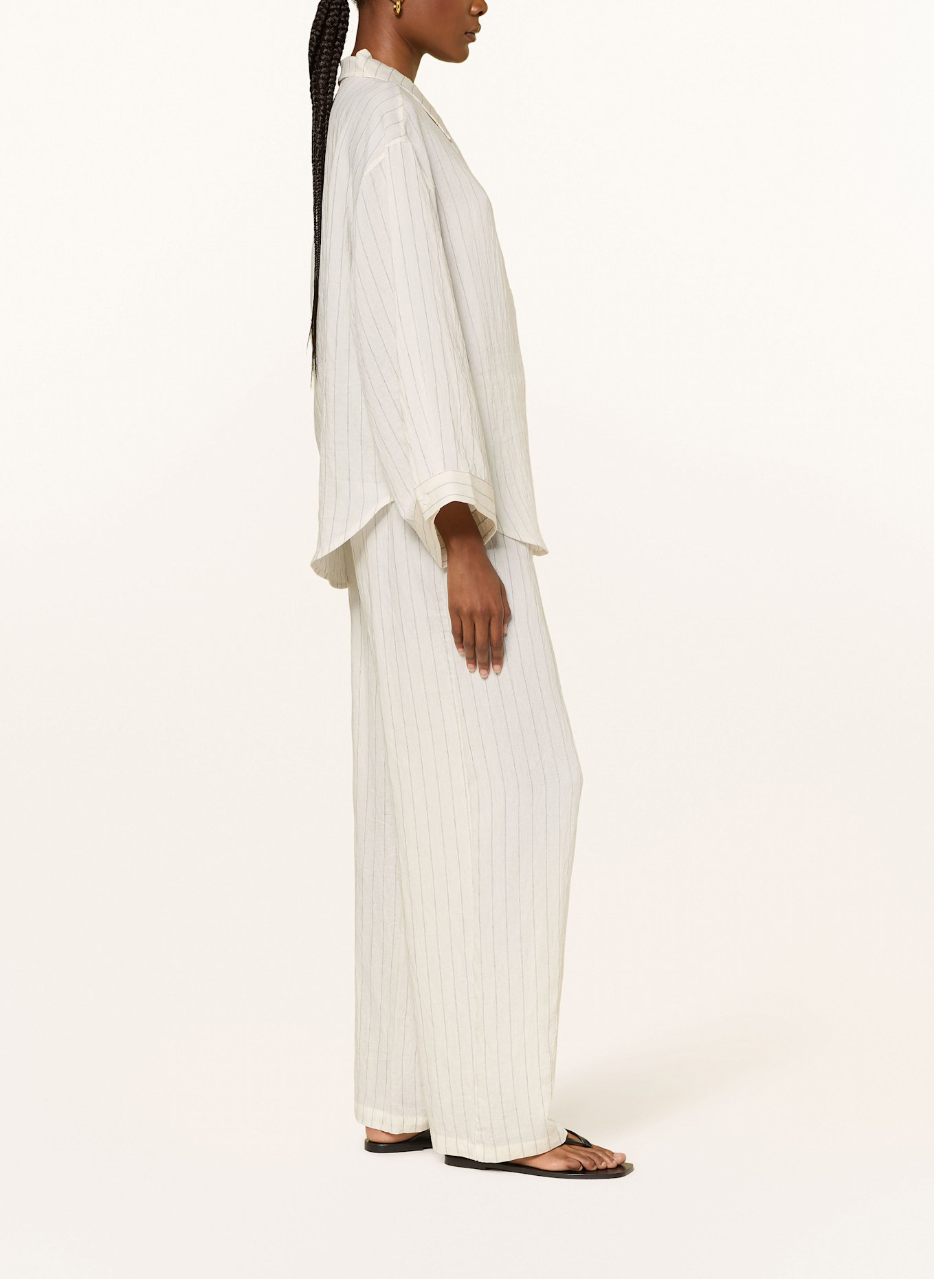 LEZU SONJA wide leg trousers: WHITE/ BLACK