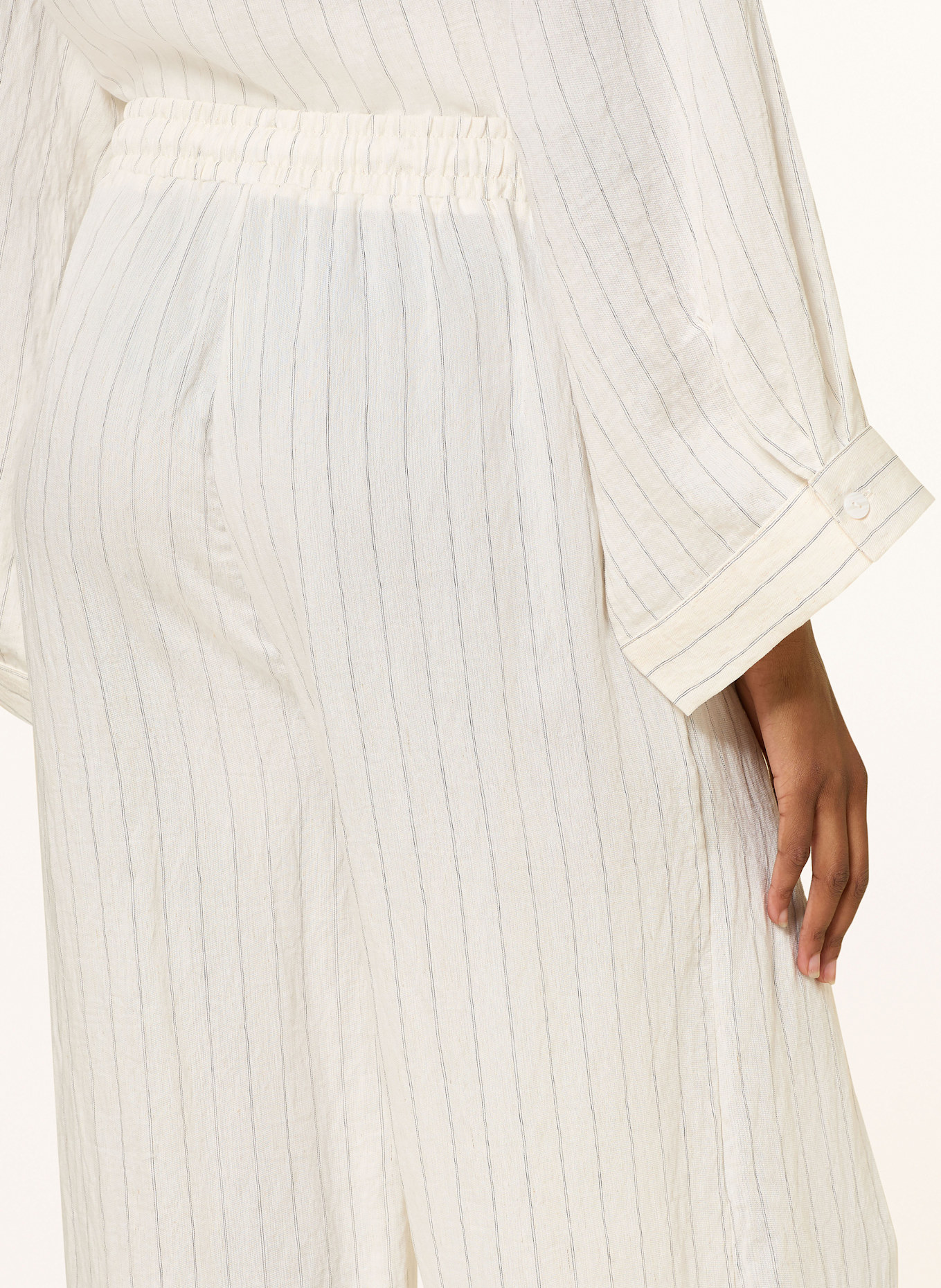 LEZU SONJA wide leg trousers: WHITE/ BLACK