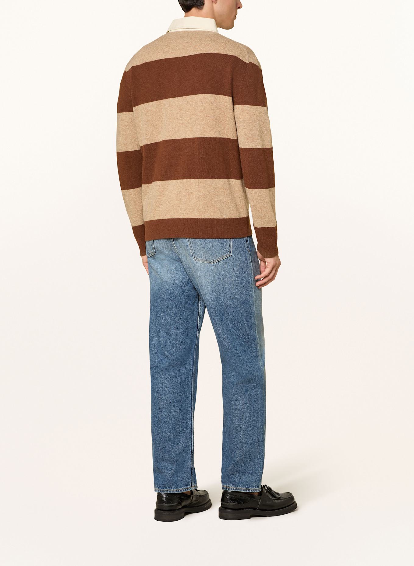 GANT Strick-Rugbyshirt: HELLBRAUN / BRAUN