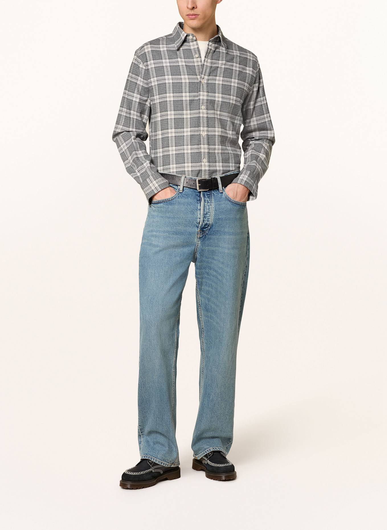 GANT Flanellhemd Regular Fit: ECRU / GRAU / DUNKELGRAU