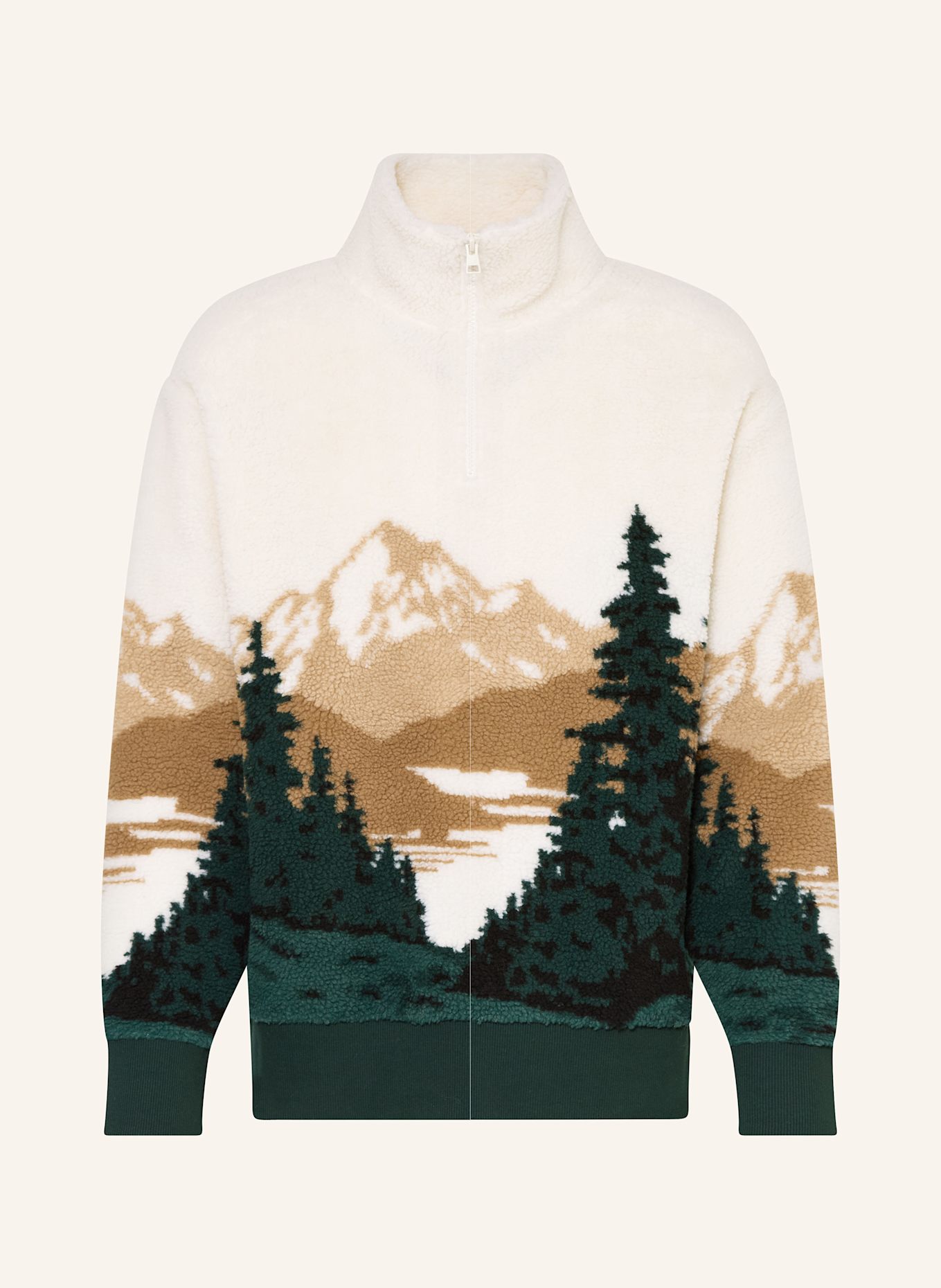 GANT Fleece-Troyer: ECRU / DUNKELGRÜN / BRAUN