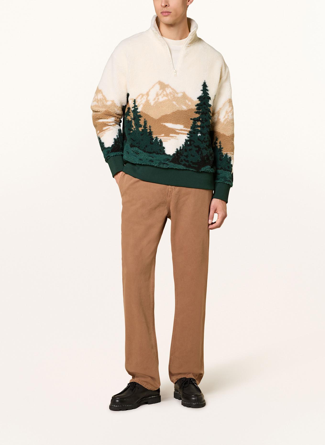 GANT Fleece-Troyer: ECRU / DUNKELGRÜN / BRAUN