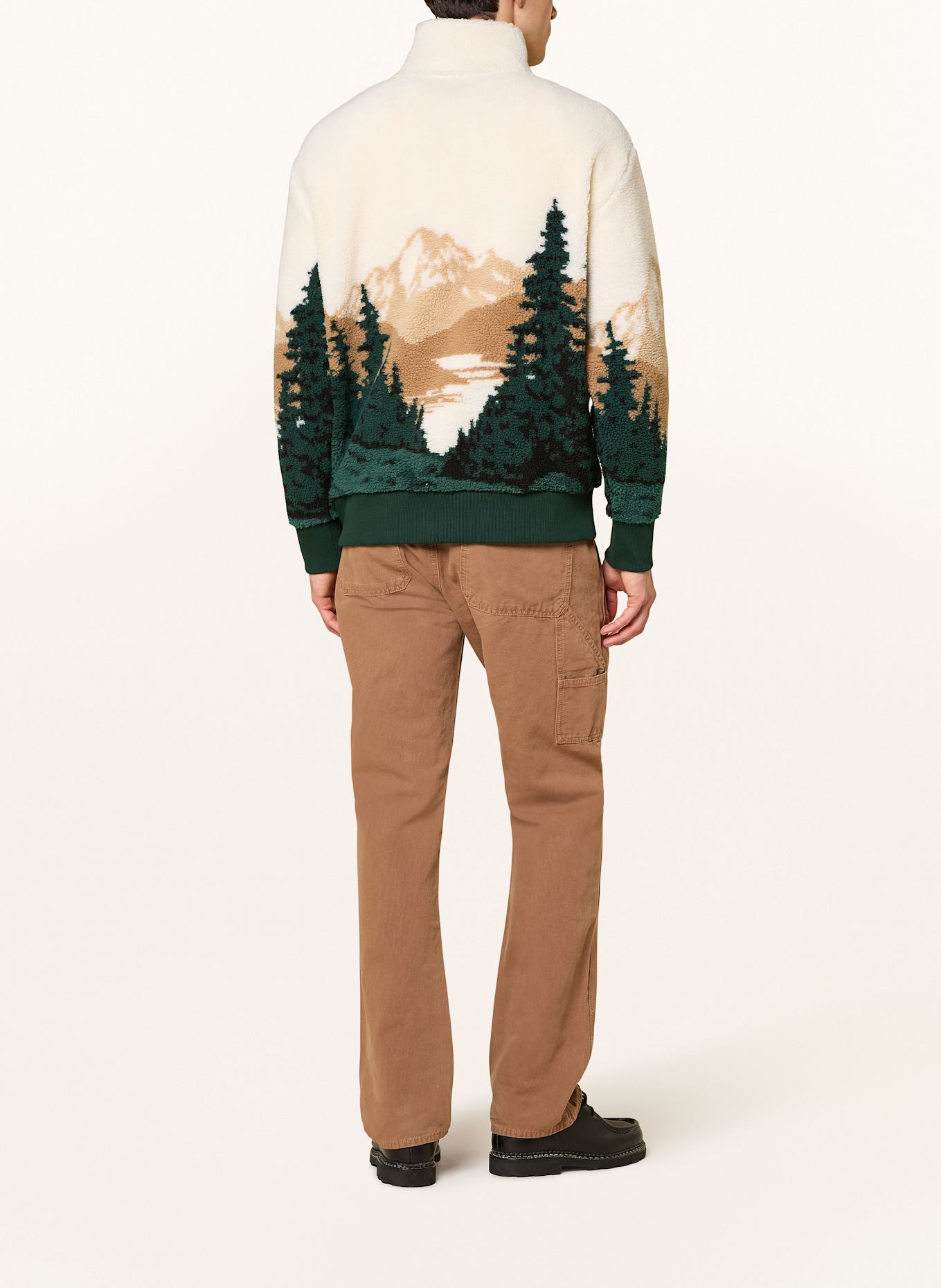 GANT Fleece-Troyer: ECRU / DUNKELGRÜN / BRAUN