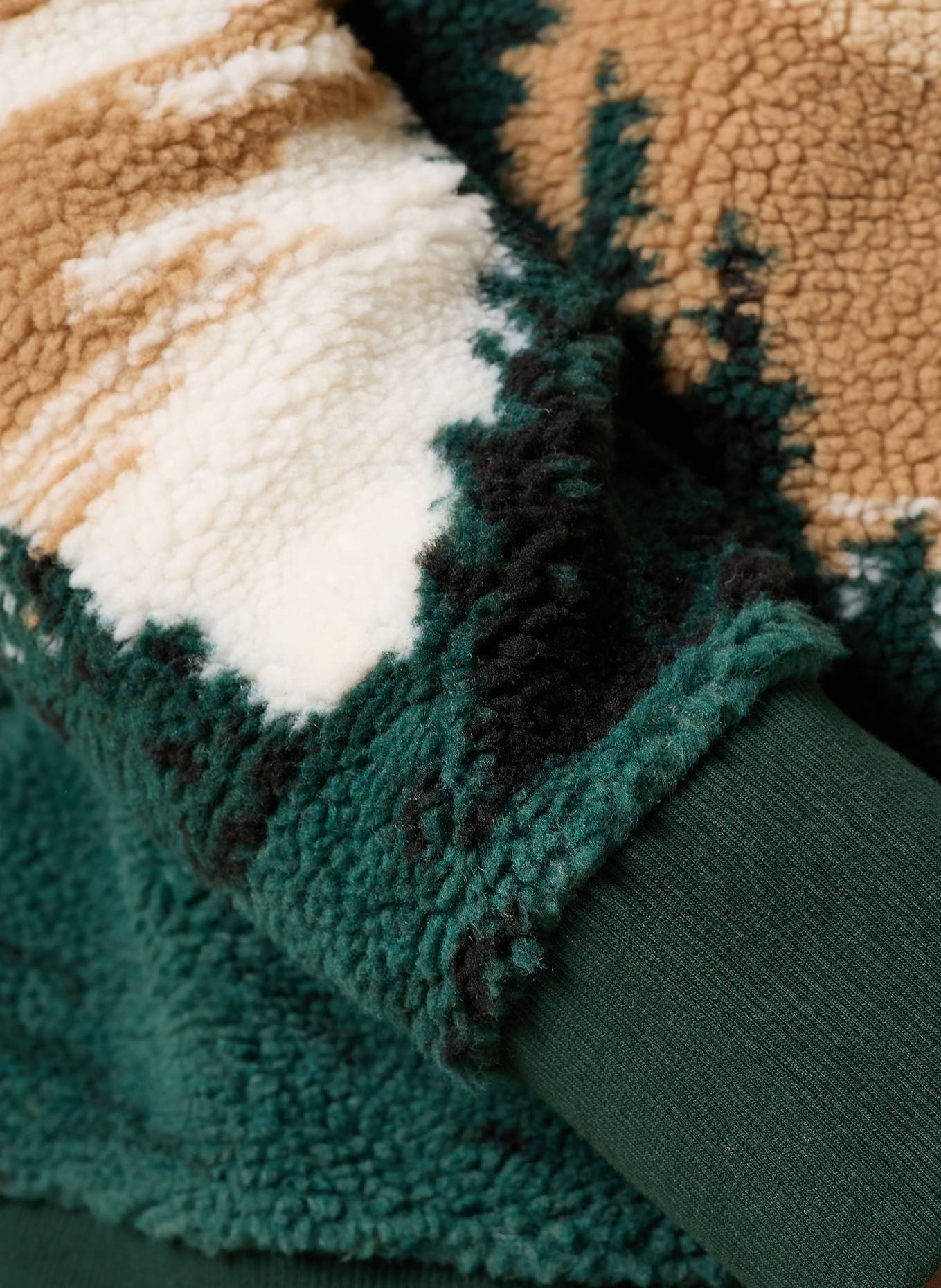 GANT Fleece-Troyer: ECRU / DUNKELGRÜN / BRAUN