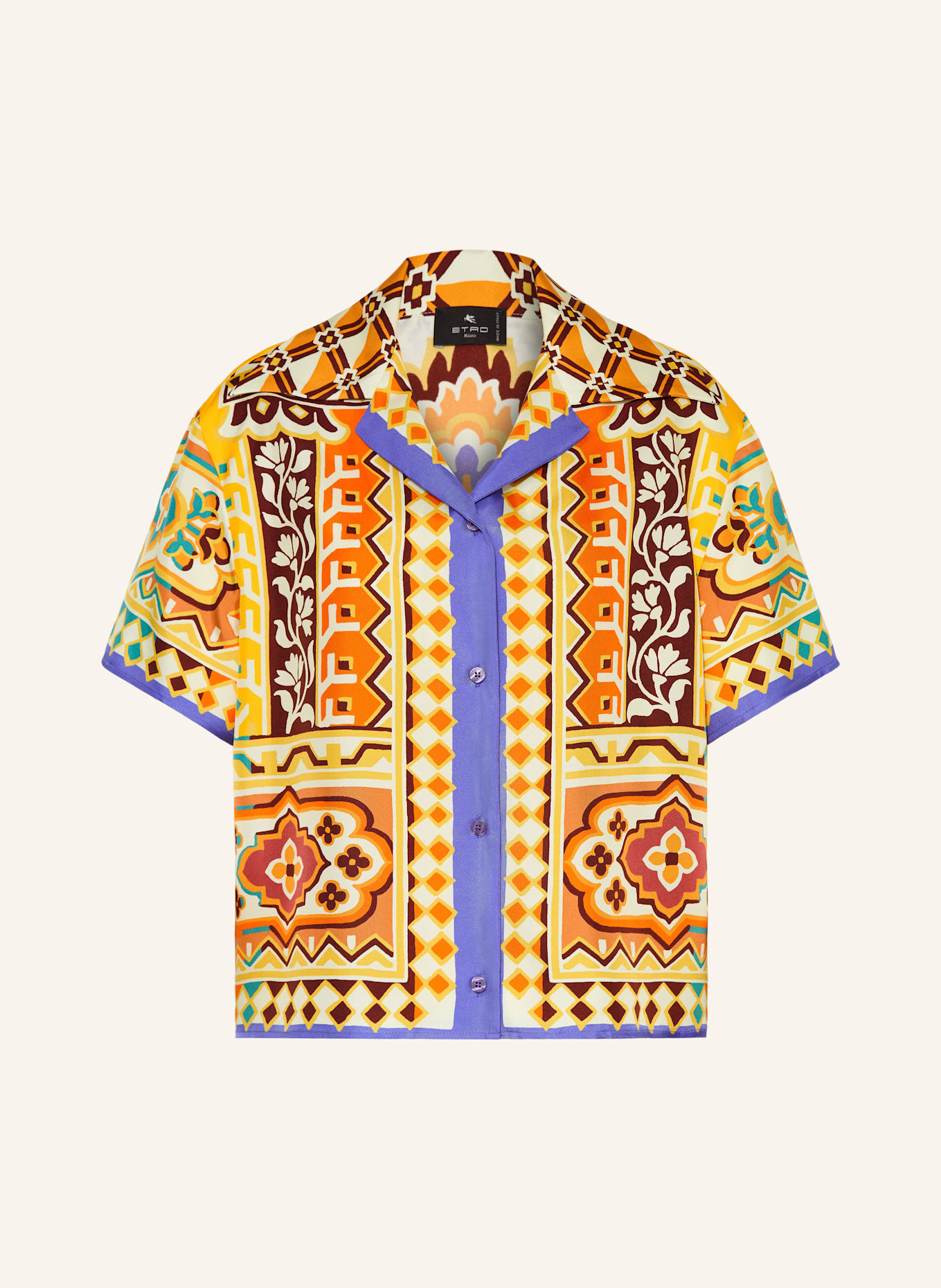 ETRO Cropped-Hemdbluse aus Seide: GELB / ORANGE / BRAUN