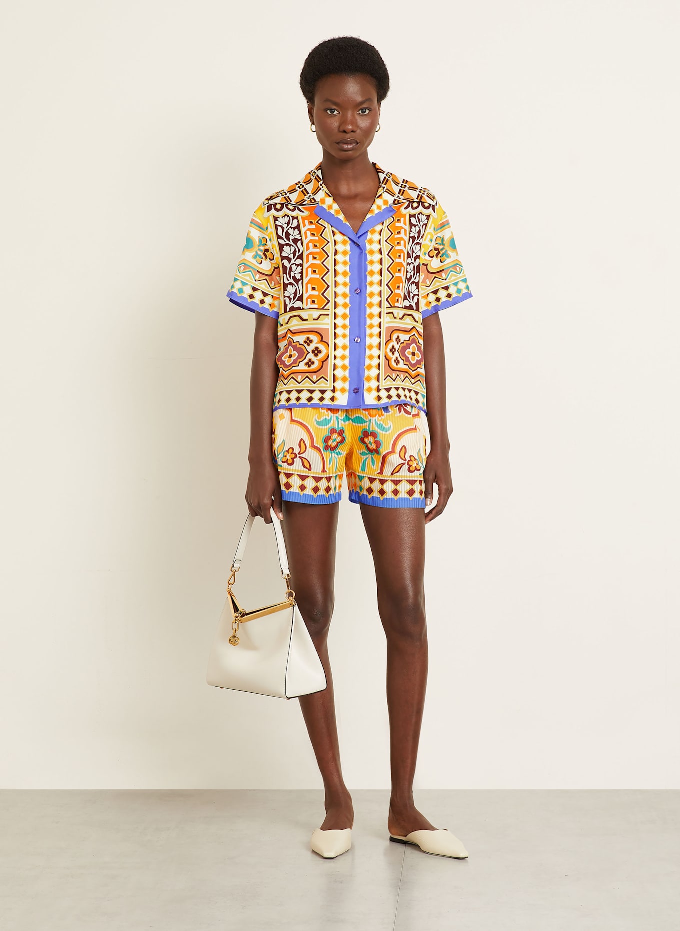 ETRO Cropped-Hemdbluse aus Seide: GELB / ORANGE / BRAUN