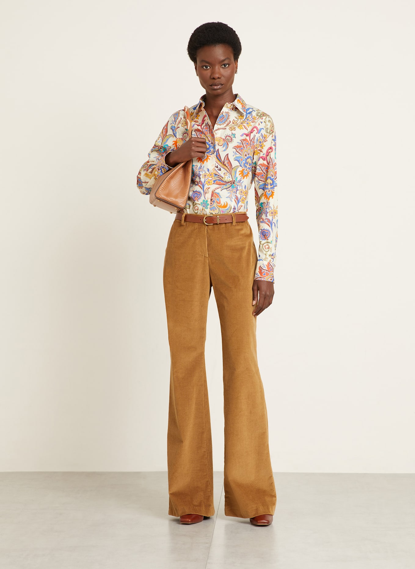 ETRO Hemdbluse: HELLGELB / BRAUN / PINK