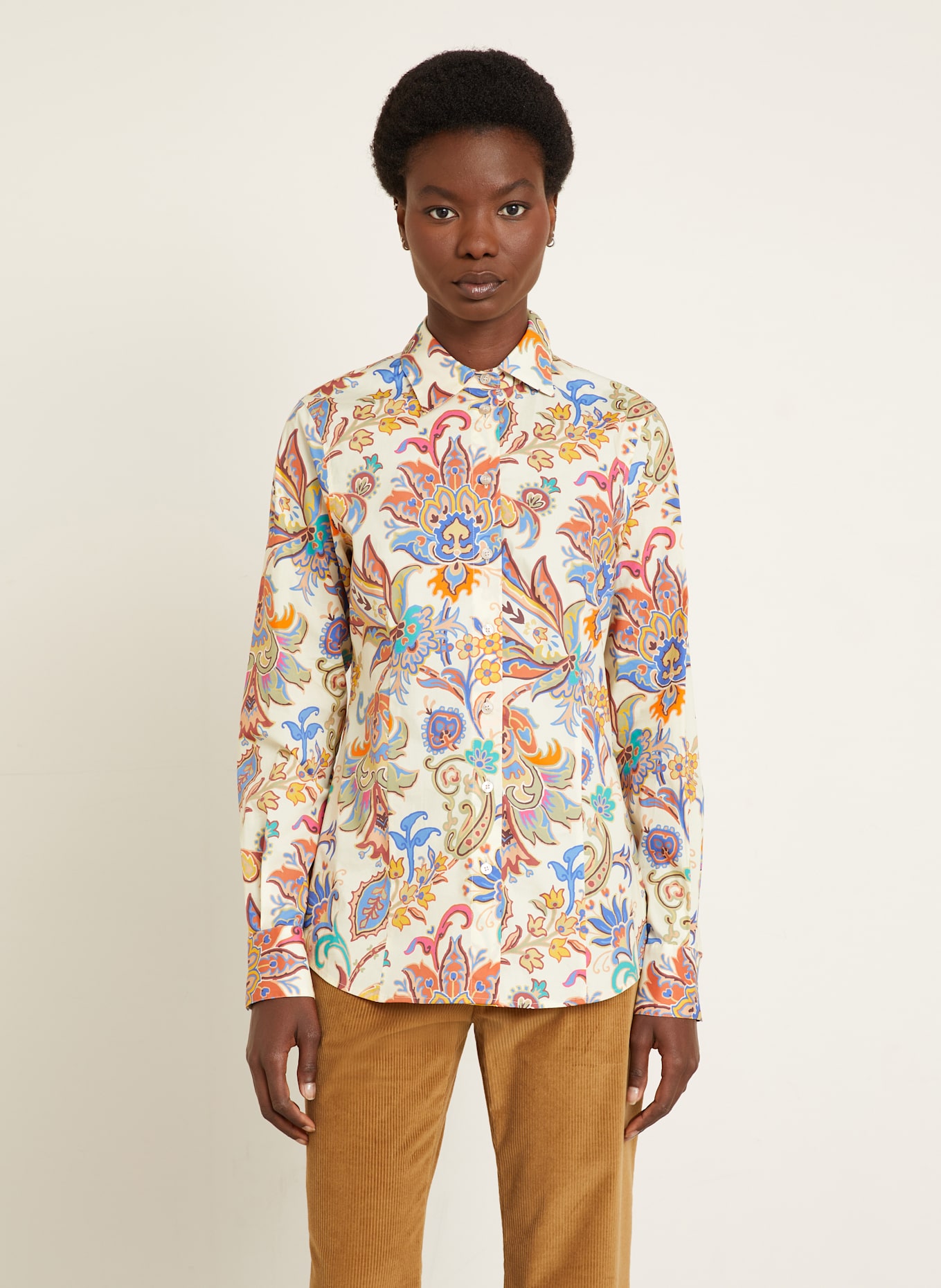 ETRO Hemdbluse: HELLGELB / BRAUN / PINK