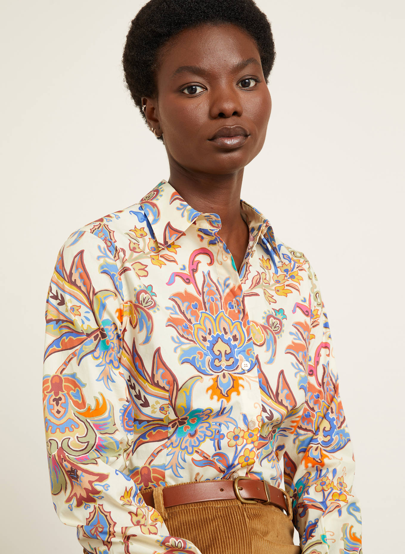 ETRO Hemdbluse: HELLGELB / BRAUN / PINK