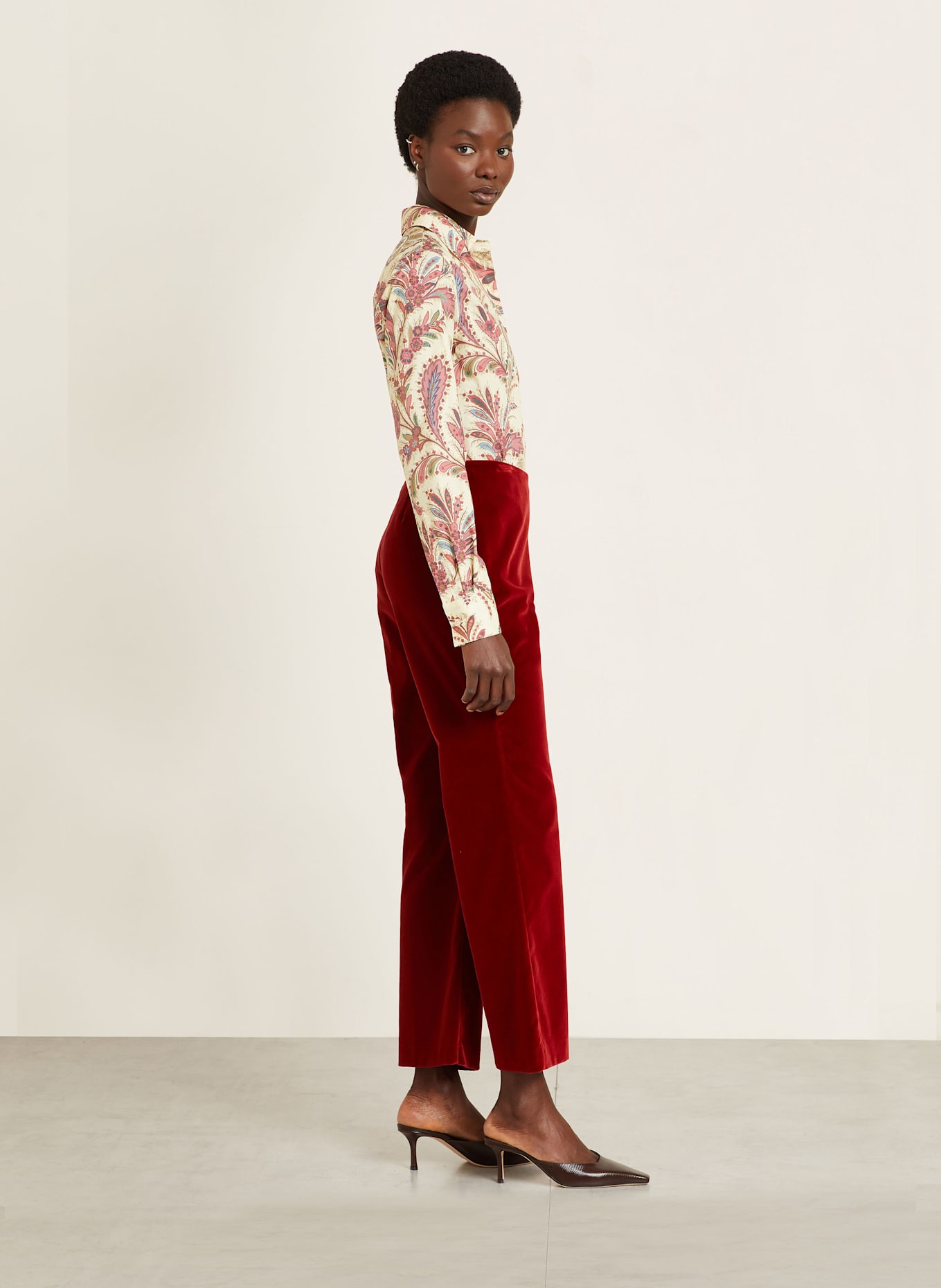 ETRO Velvet pants in dark red