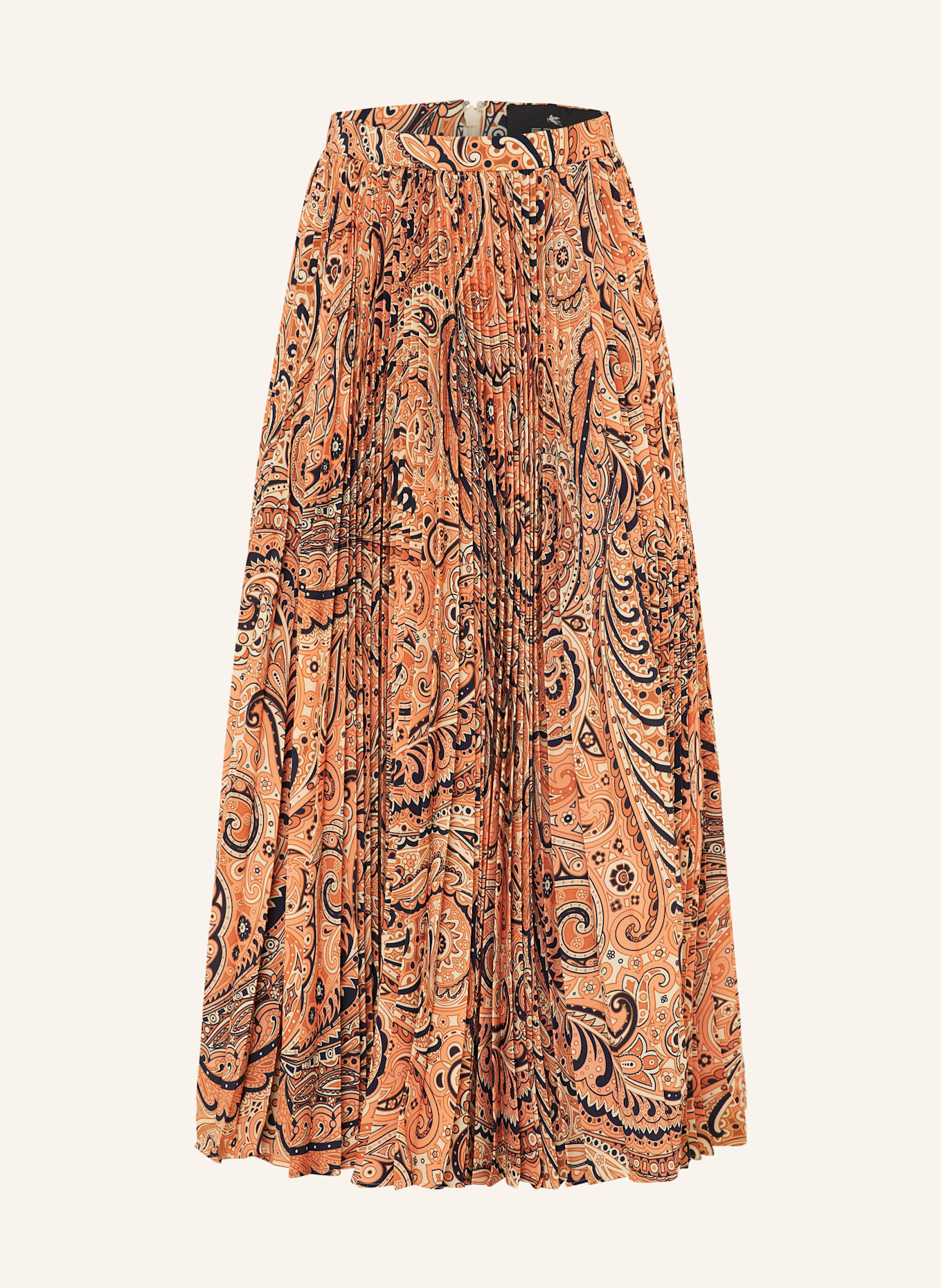 ETRO Plisseerock: LACHS / DUNKELBLAU / CREME