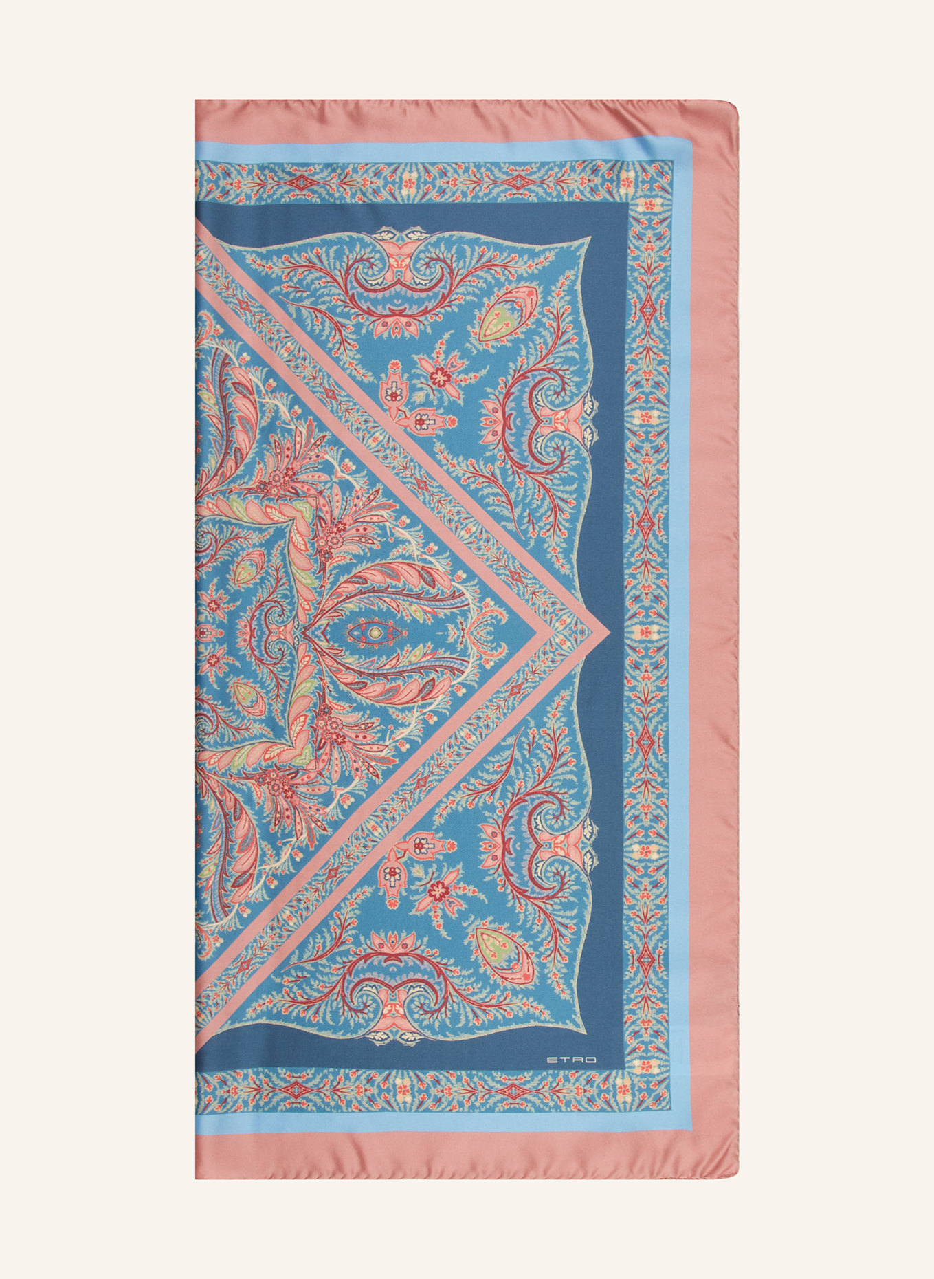 ETRO foulard en soie: BLEU PÉTROLE / ROSÉ / ROUGE FONCÉ