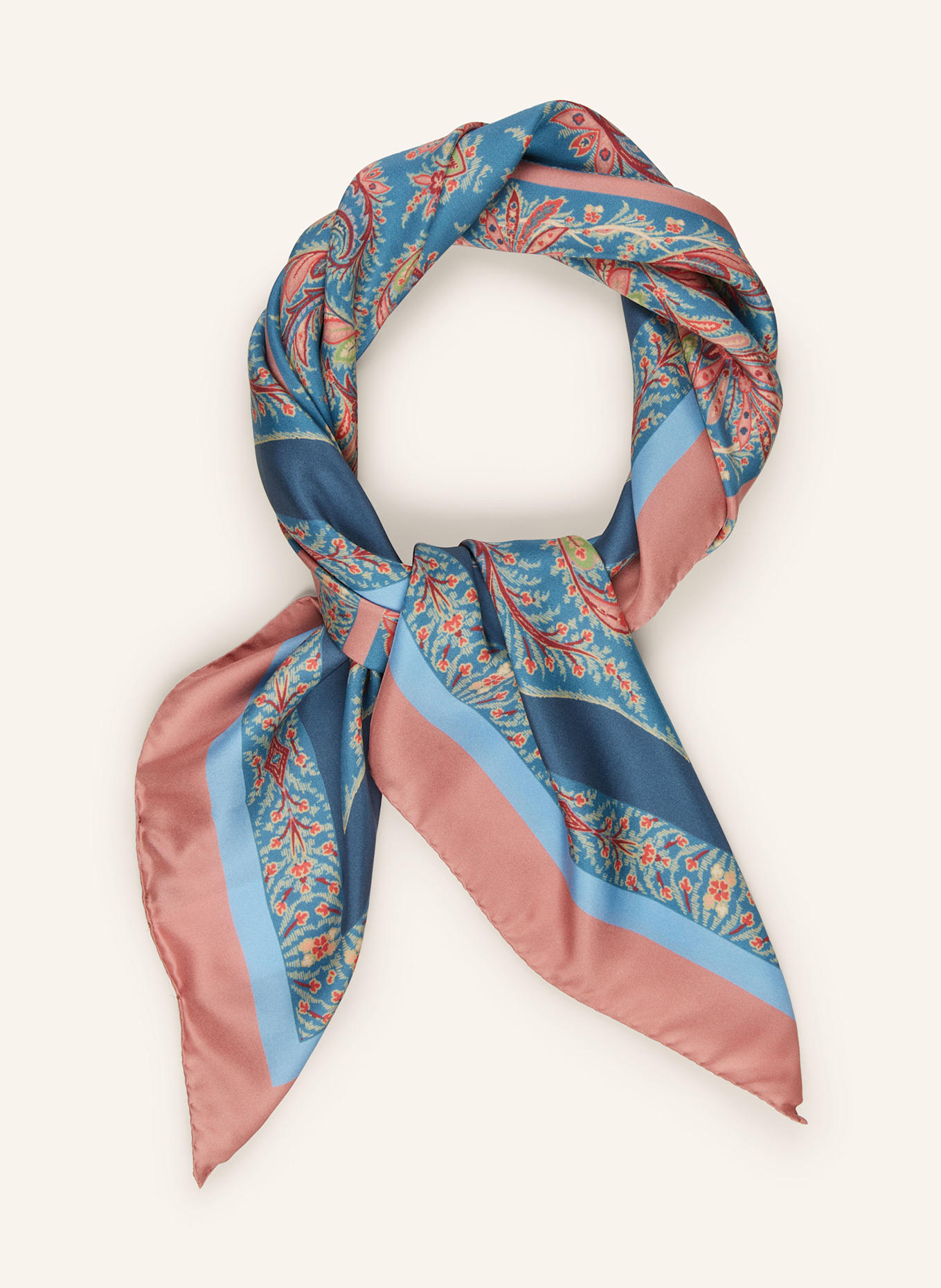 ETRO foulard en soie: BLEU PÉTROLE / ROSÉ / ROUGE FONCÉ