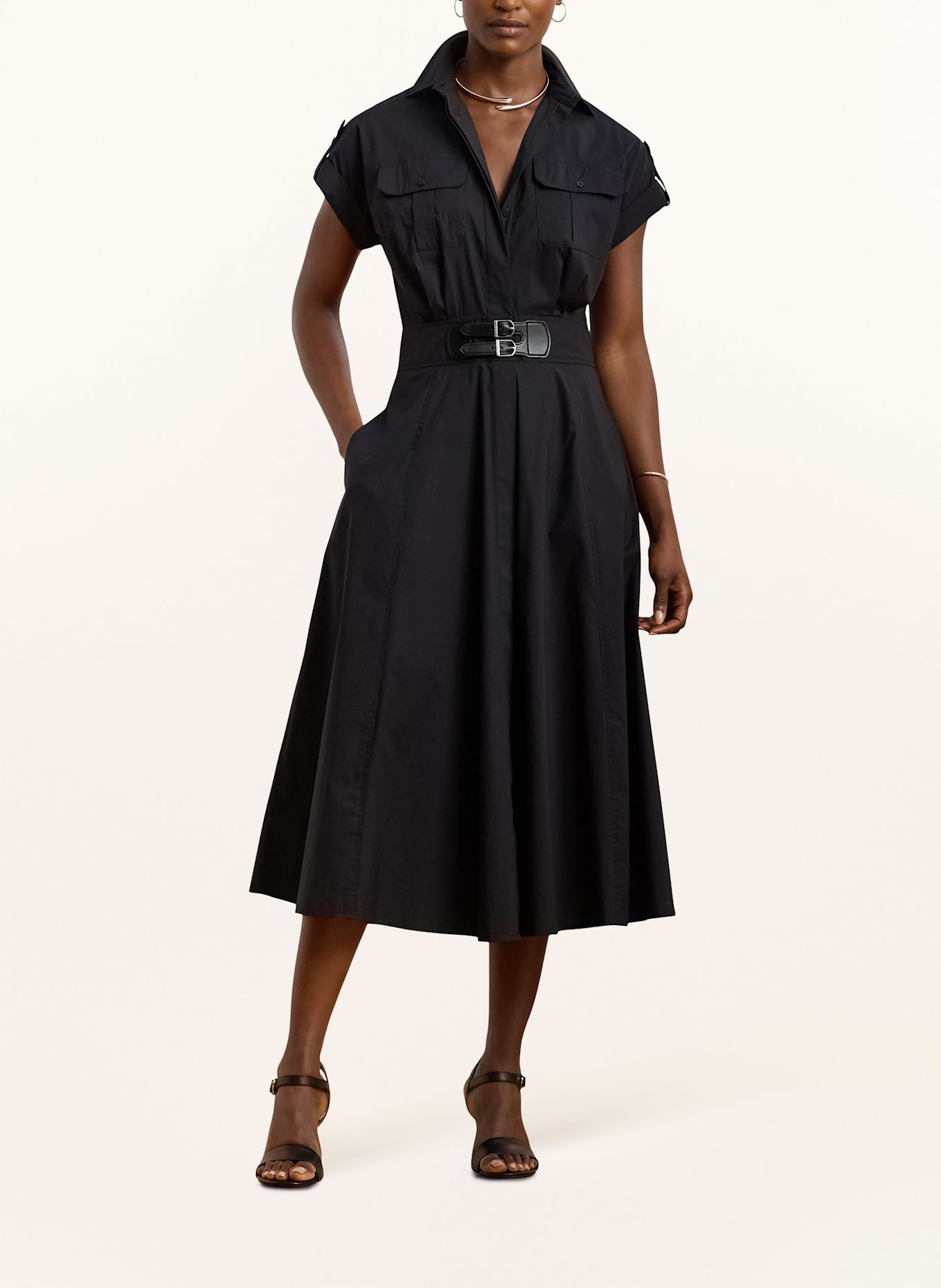 LAUREN RALPH LAUREN Hemdblusenkleid: SCHWARZ