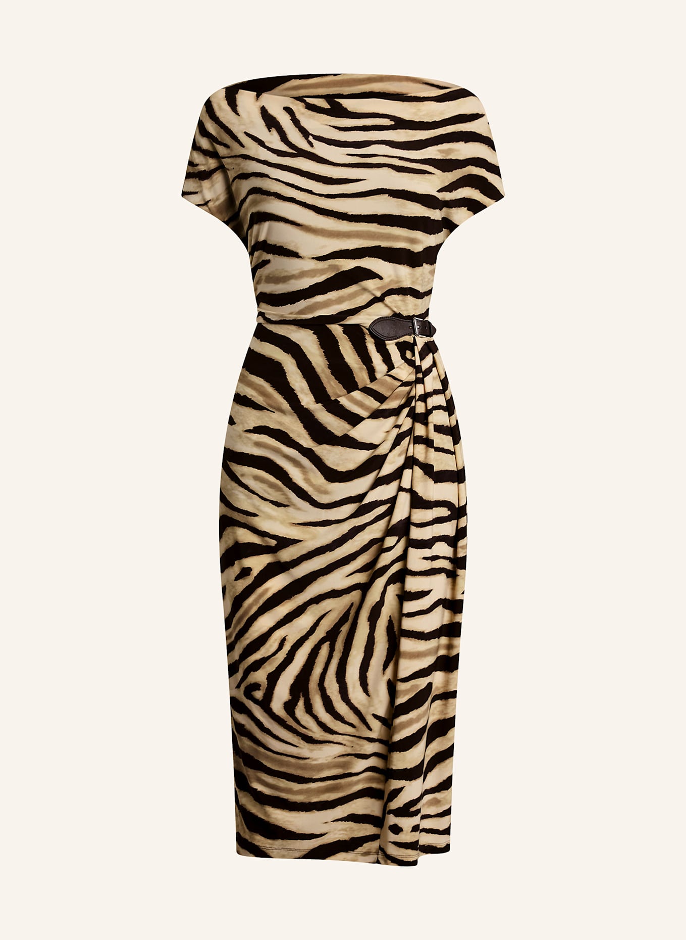LAUREN RALPH LAUREN Off-Shoulder-Kleid aus Jersey: CREME/ BRAUN