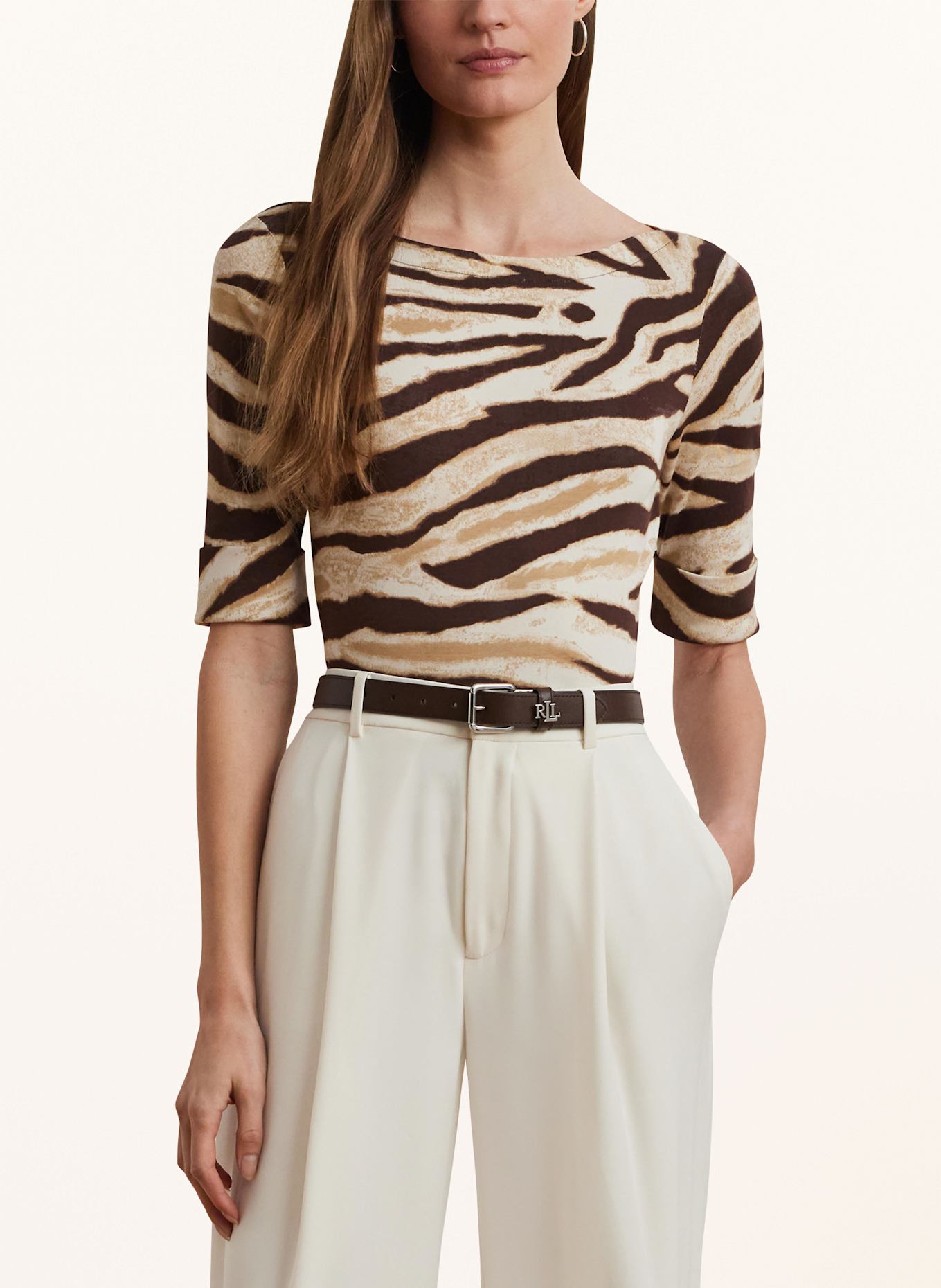 LAUREN RALPH LAUREN T-Shirt: HELLBRAUN/ BRAUN