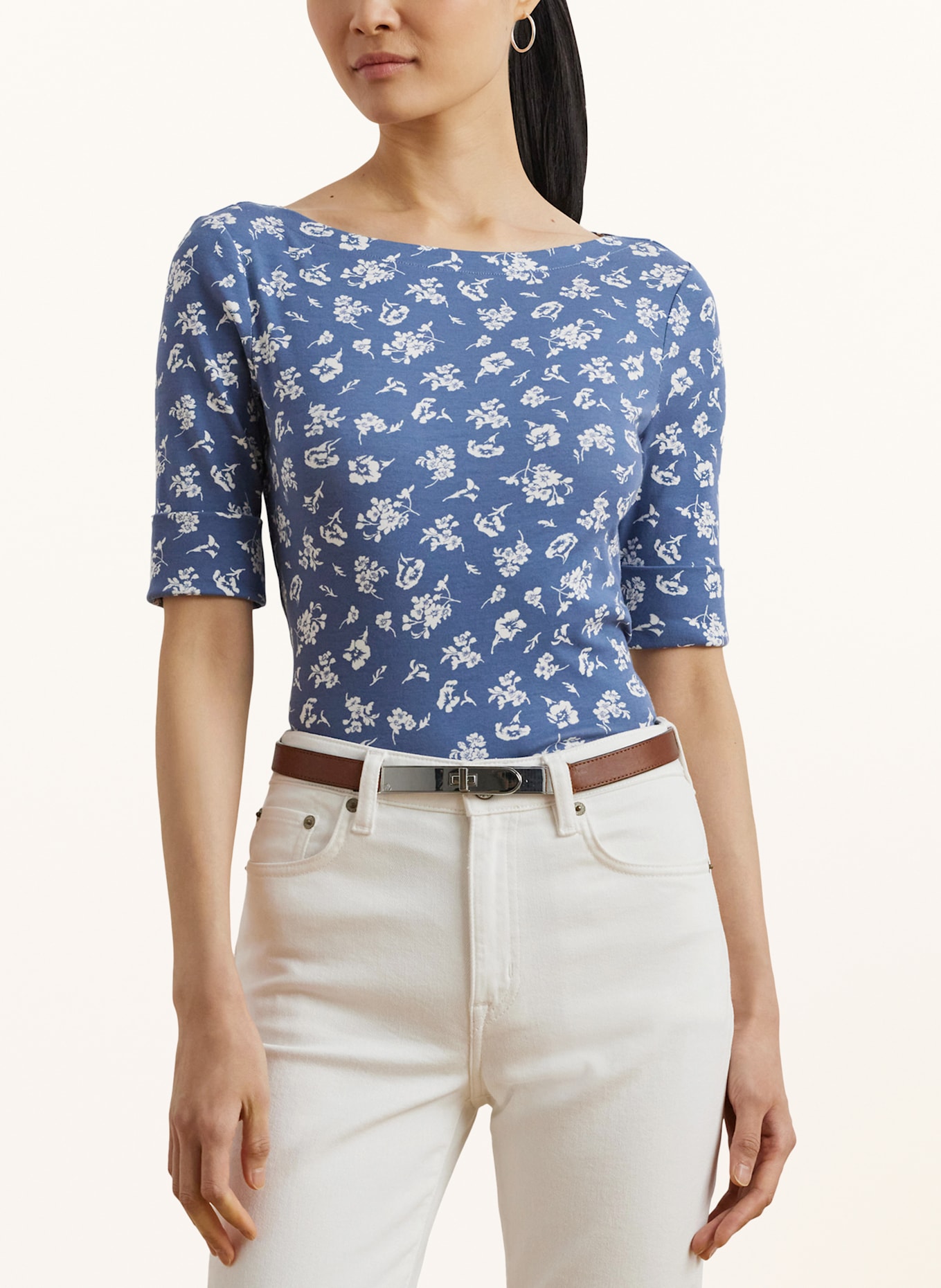 LAUREN RALPH LAUREN T-Shirt: BLAU / WEISS