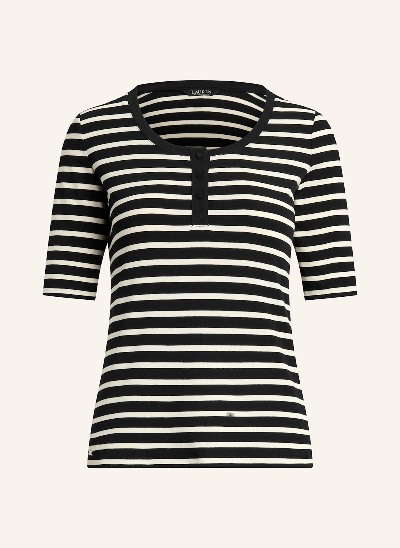 LAUREN RALPH LAUREN Tričko: ČERNÁ/ BÍLÁ