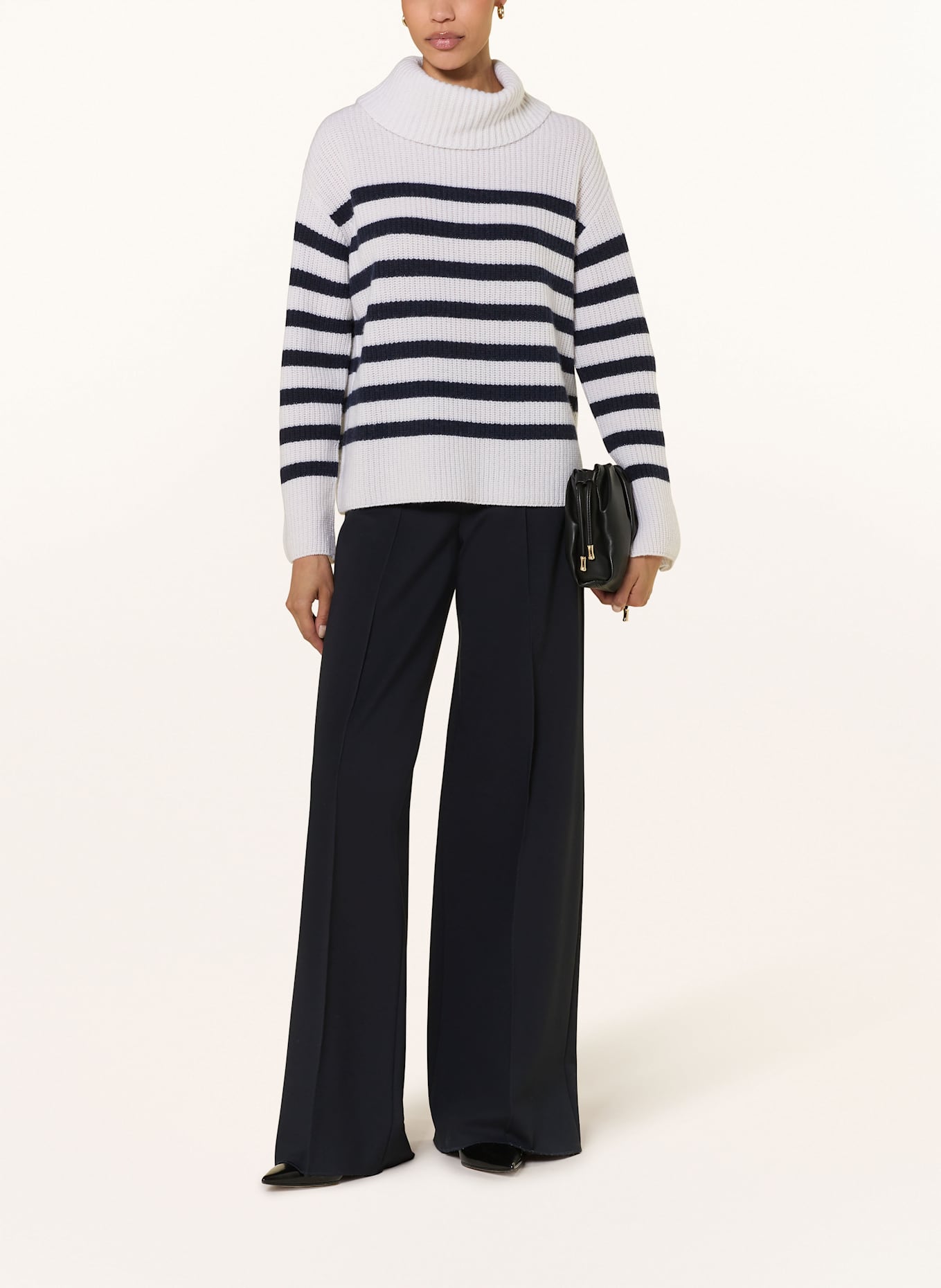 lilienfels Rollkragenpullover mit Cashmere: ECRU / DUNKELBLAU